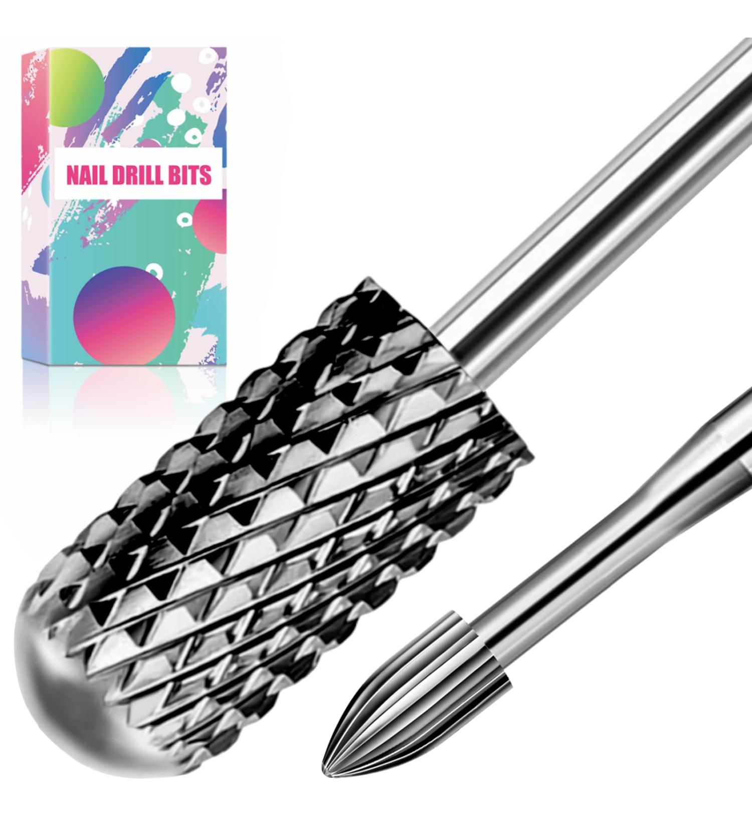 Nail Drill Bits Set - Tungsten Carbide Cuticle Clean & Smooth Barrel Head Coarse Bits for Acrylic, Gel Polish, Natural Nails - 2Pcs 3/32 Snake Head Coarse - Buy Online on SooperMarket.com