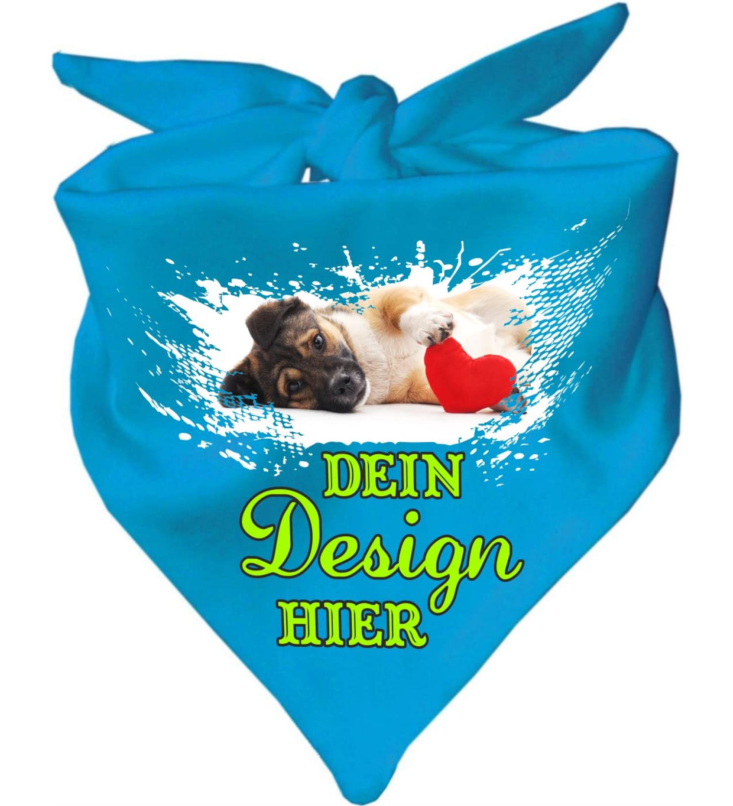 Little Fratz dog triangular scarf personalized with your desired motif (color: atoll blue) (size 1 (55 cm)) 55 x 18 atoll blue