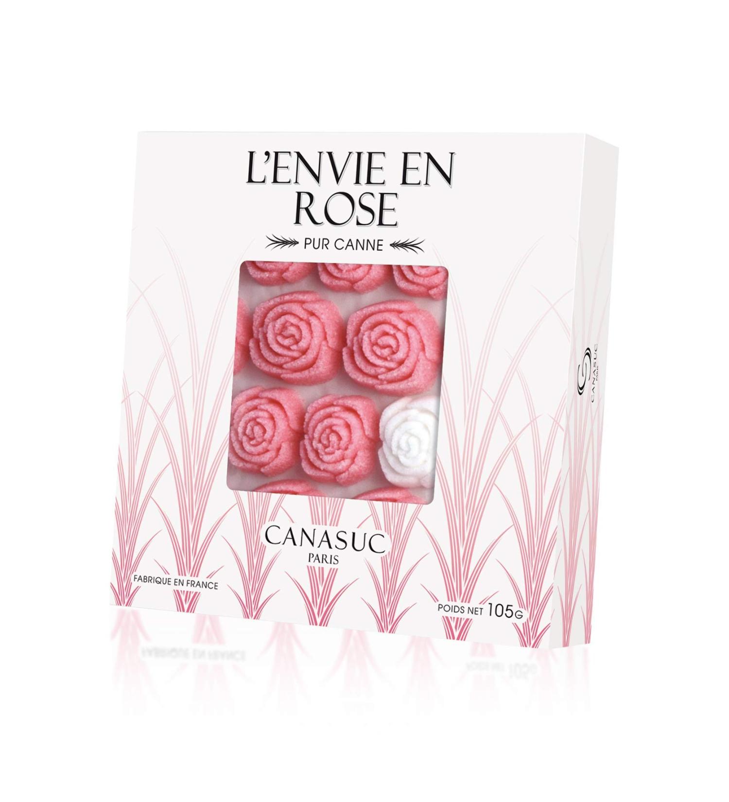 Canasuc Paris L'Envie en Rose Pur Sucre de Canne Window Gift Box - 36 Assorted French Molded Rose Sugar Pieces - White & Rose - 3.35 Oz - Buy Online on SooperMarket.com