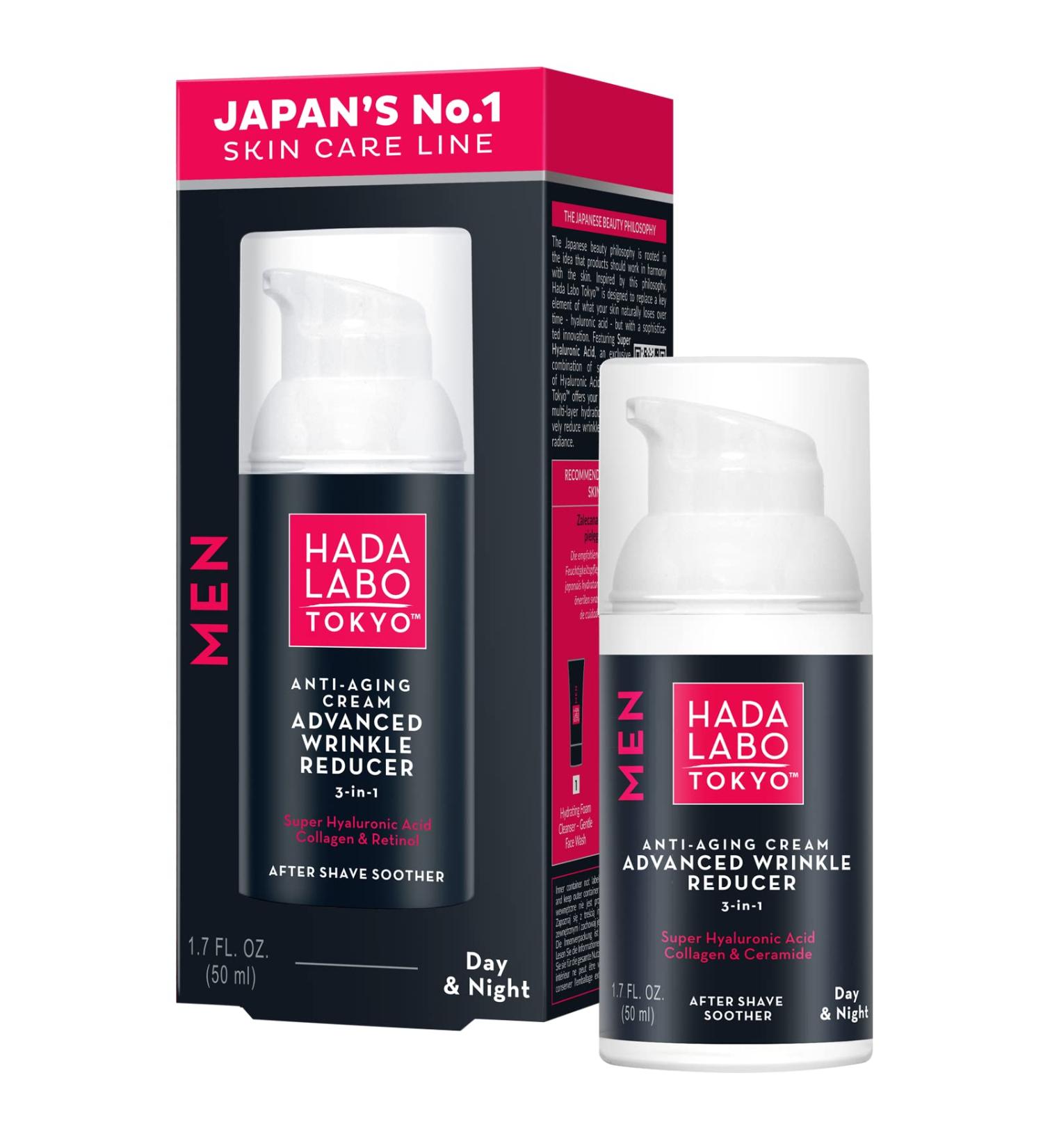 Hada Labo Tokyo Men Anti-Ageing Hyaluronic Cream Advanced Wrinkle Reducer Day & Night Cosmetics for Men - Buy Online on SooperMarket.com