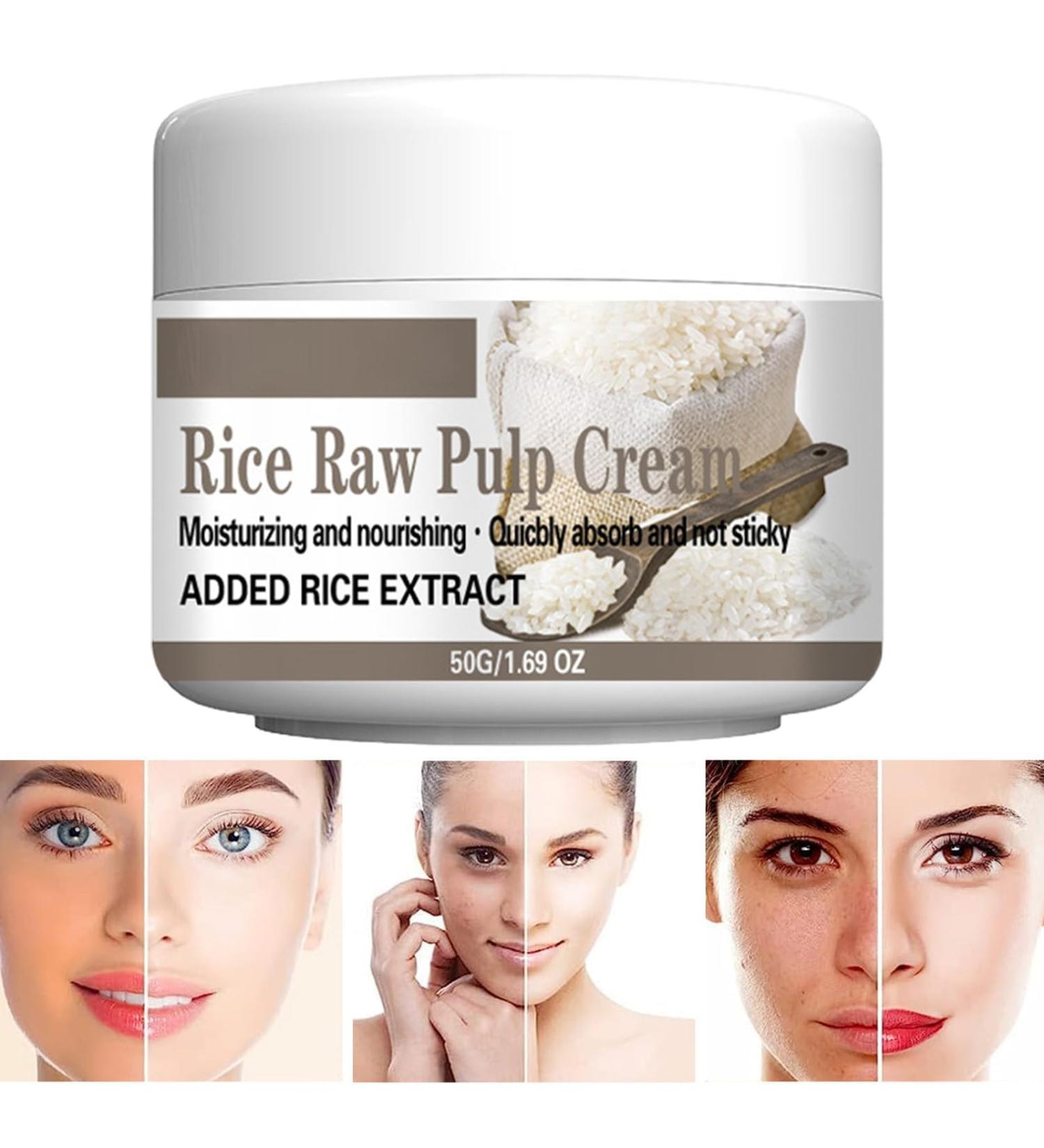 Rice Raw Pulp Cream - Hydrating Facial Moisturizer with Applicator Spoon | 1.69 Oz Day & Night Skin Care for Smooth Radiant Complexion - Buy Online on SooperMarket.com