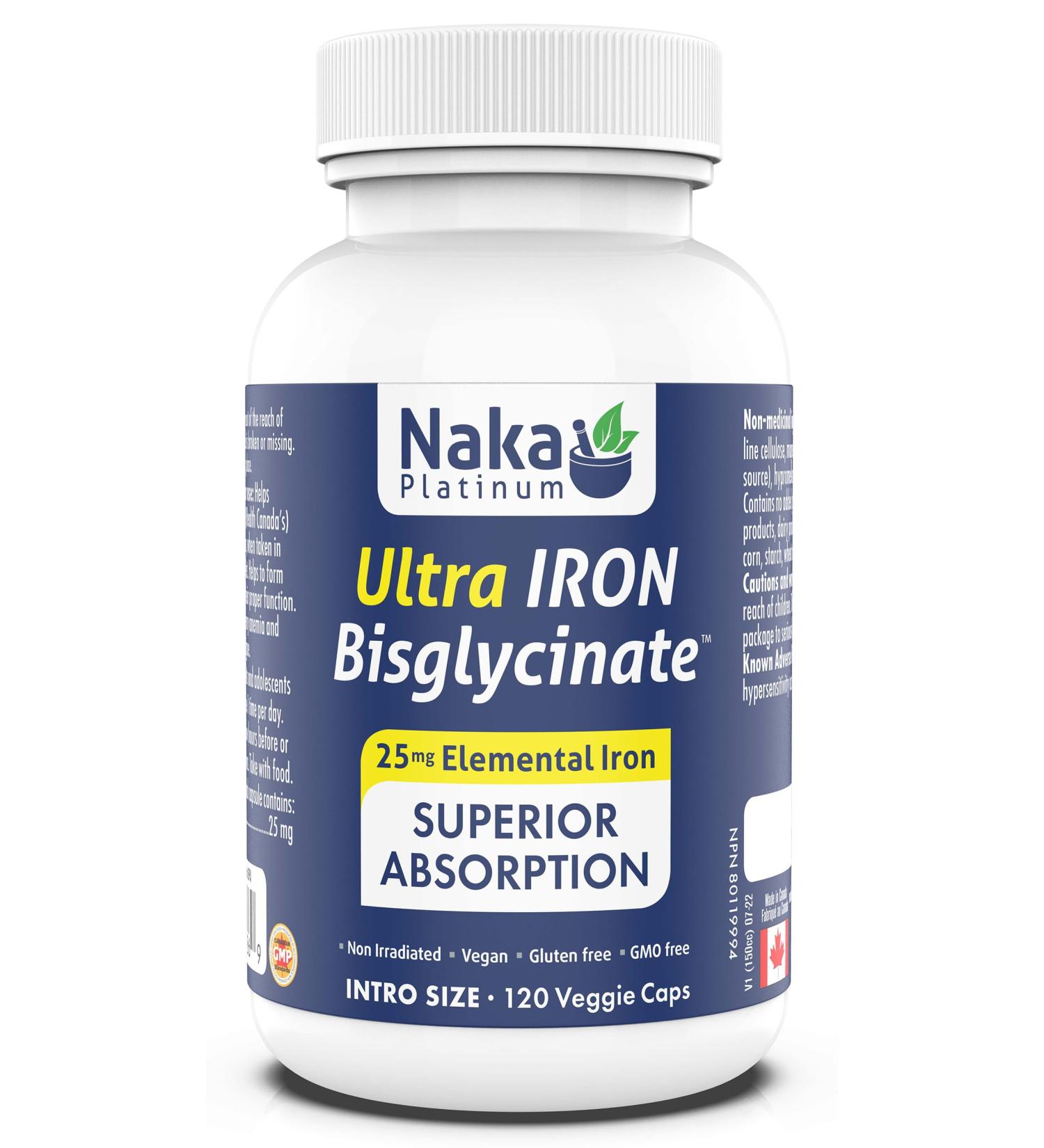120 vcaps Iron Bisglycinate 25 mg Elemental Iron Superior Absorption Made in Canada (120 caps) 120 count (Pack of 1) - Buy Online on SooperMarket.com