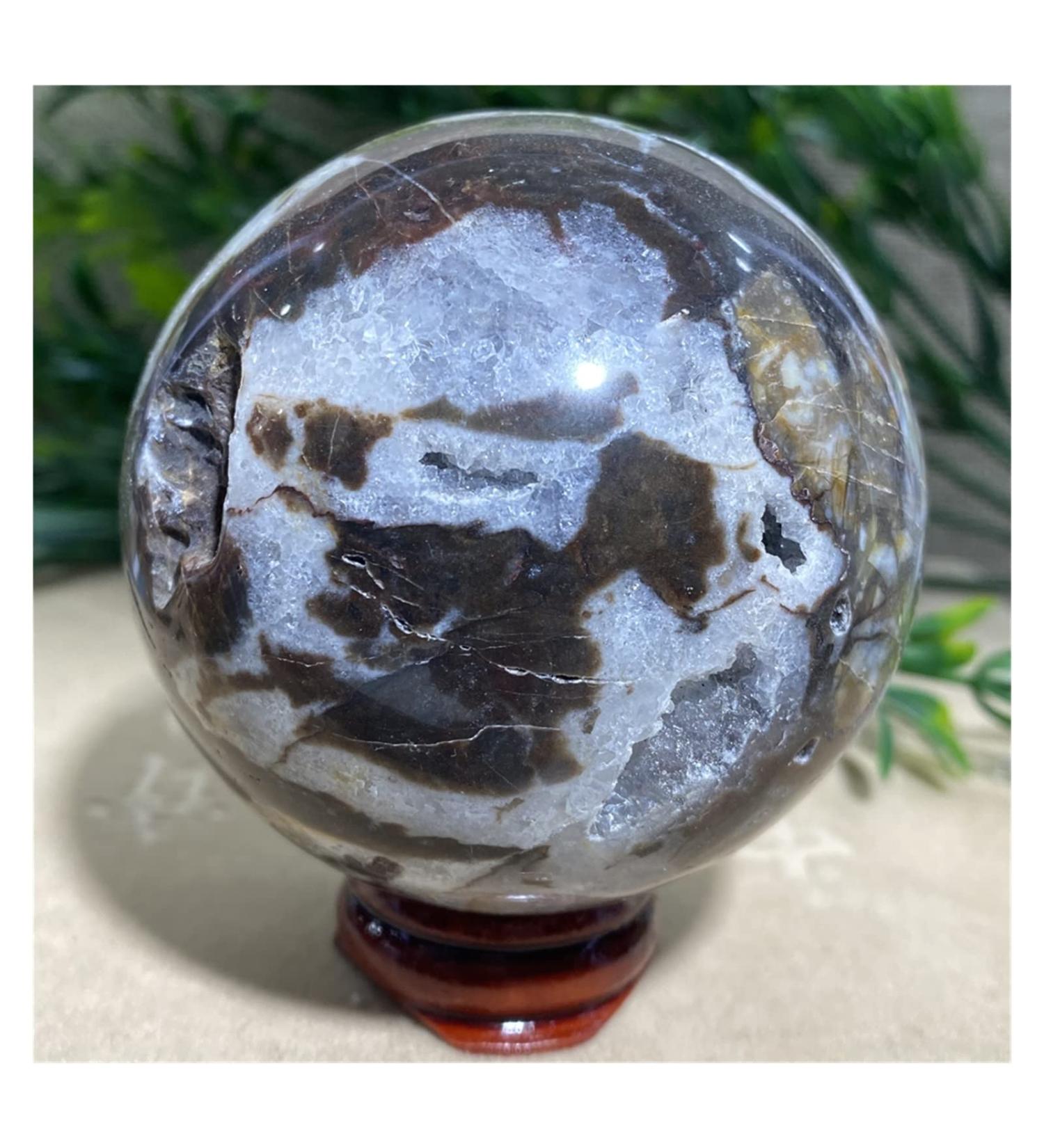 Sphalerite Stones Natural Shpere Ball Quartz Crystal Geode Feng Shui Home Crafts Decoration+Stand 1pc (Color : 430-440g) - Buy Online on SooperMarket.com