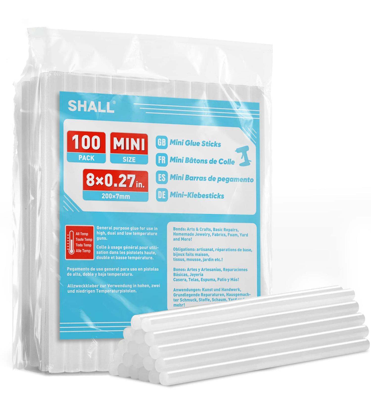 SHALL Mini Hot Glue Sticks 100-pack - Clear All-Temp Hot Melt Glue Gun Sticks - 0.27 x 8 - Multipurpose DIY Art Craft Supplies - Buy Online on SooperMarket.com