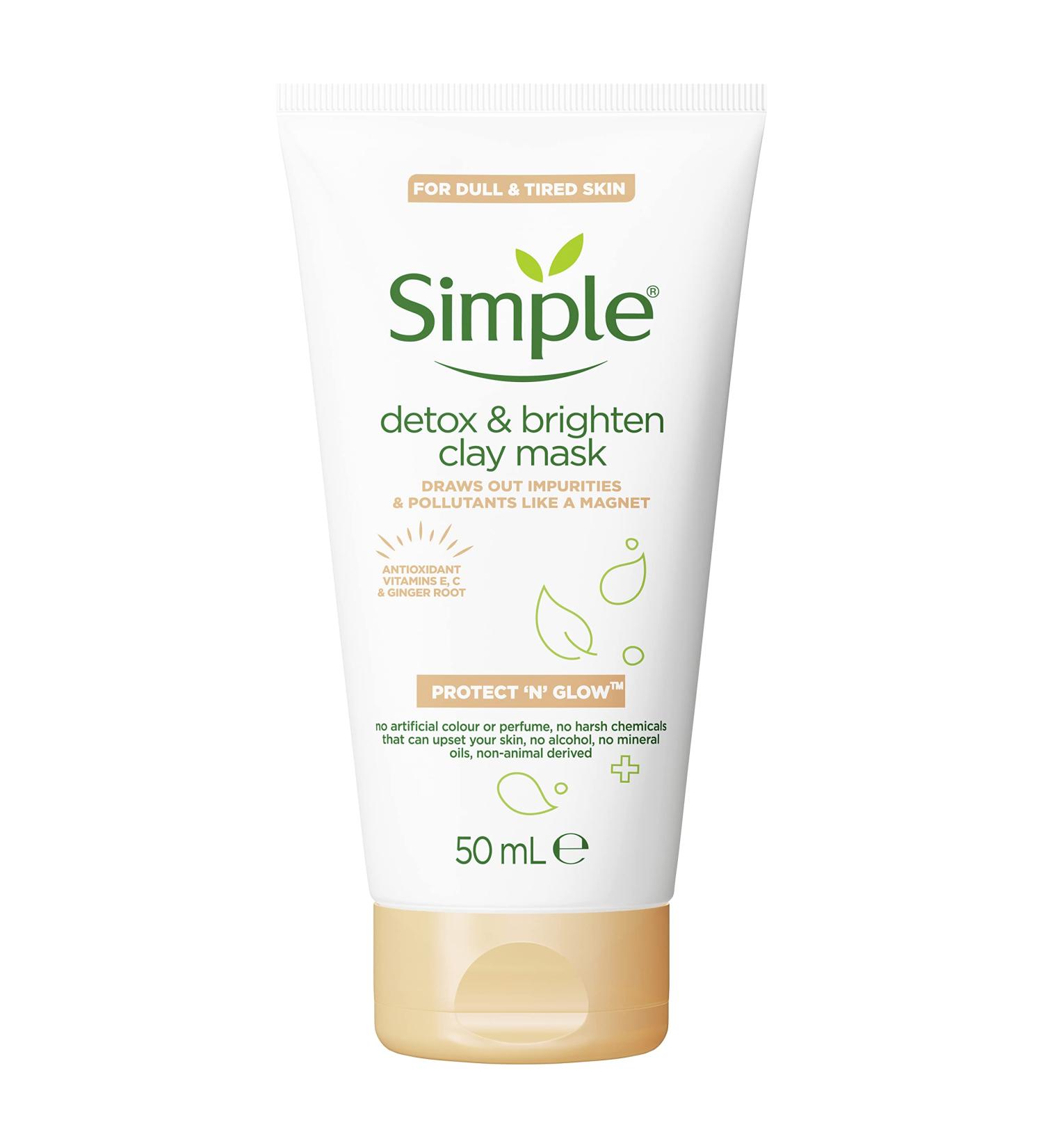 Simple Protect 'N' Glow Detox & Brighten Clay Mask deep-cleansing and skin brightening for glowing skin 50 ml - Buy Online on SooperMarket.com