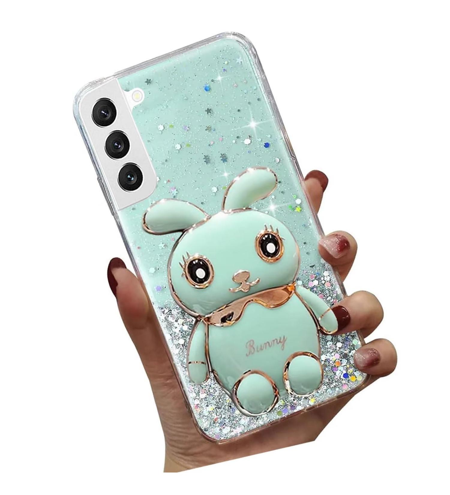 Shop Tivenfezk Nadoli Galaxy S23 Case | Glitter Rabbit Design Soft Silicone Hidden Stand Transparent Protection - Buy Online on SooperMarket.com