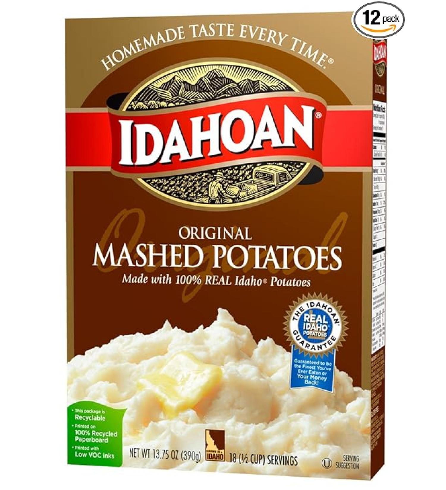 Idahoan Original Mashed Potatoes 13.75 oz - Pack of 12 | Premium Quality - Buy Online on SooperMarket.com