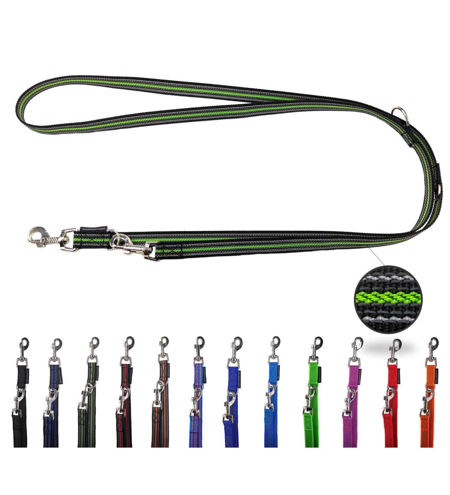 Adjustable Dog Linen Leash 2.80m - Black & Neon Green - Perfect for Medium & Large Dogs - Buy Online on SooperMarket.com
