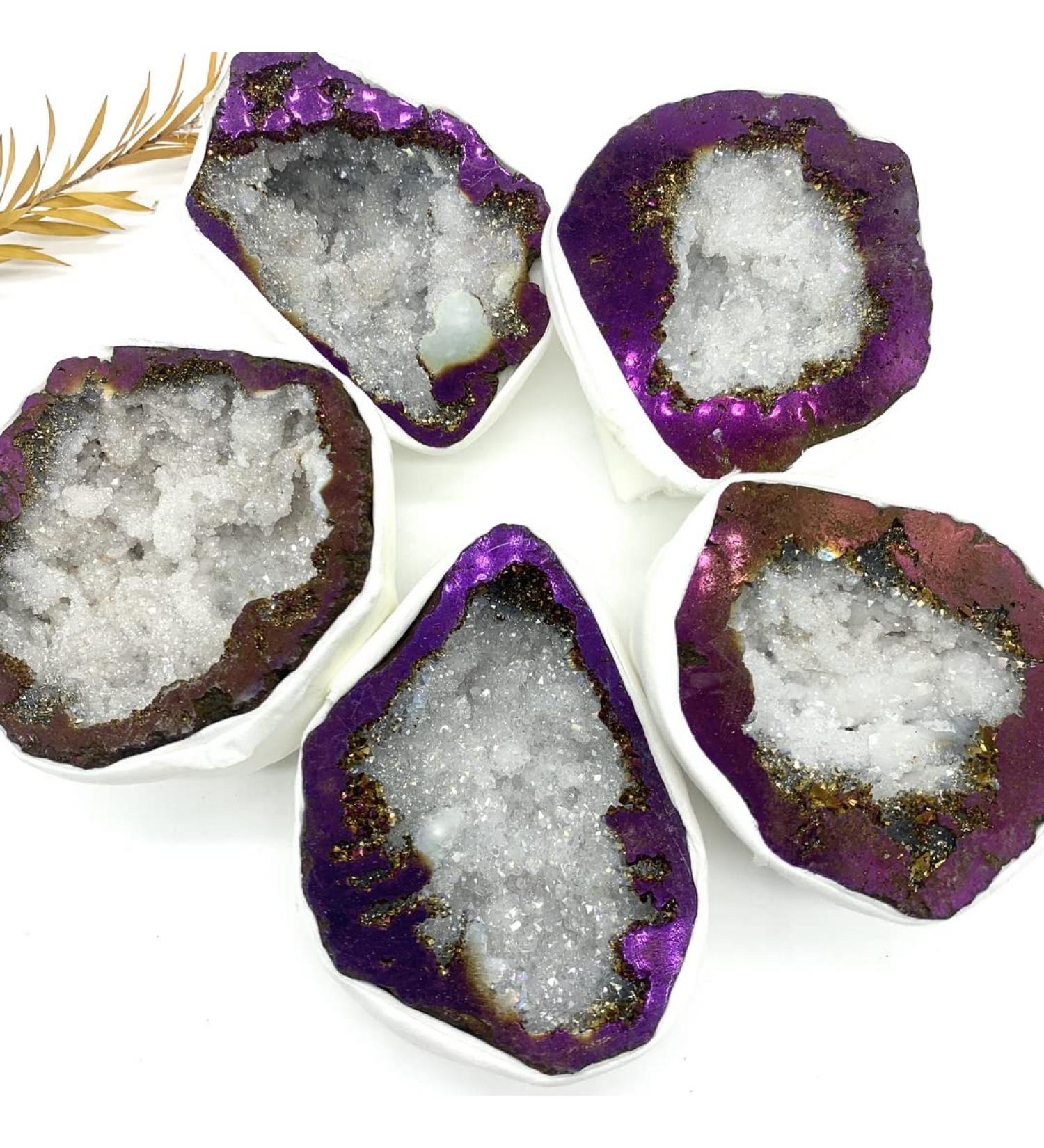 Crystal Rough Home Decor 1pc Wine red Titanium Aura Agate Quartz Cluster Crystal Geode Minerals Specimen Decorative Stones Ore Gifts Natural Crystal - Buy Online on SooperMarket.com