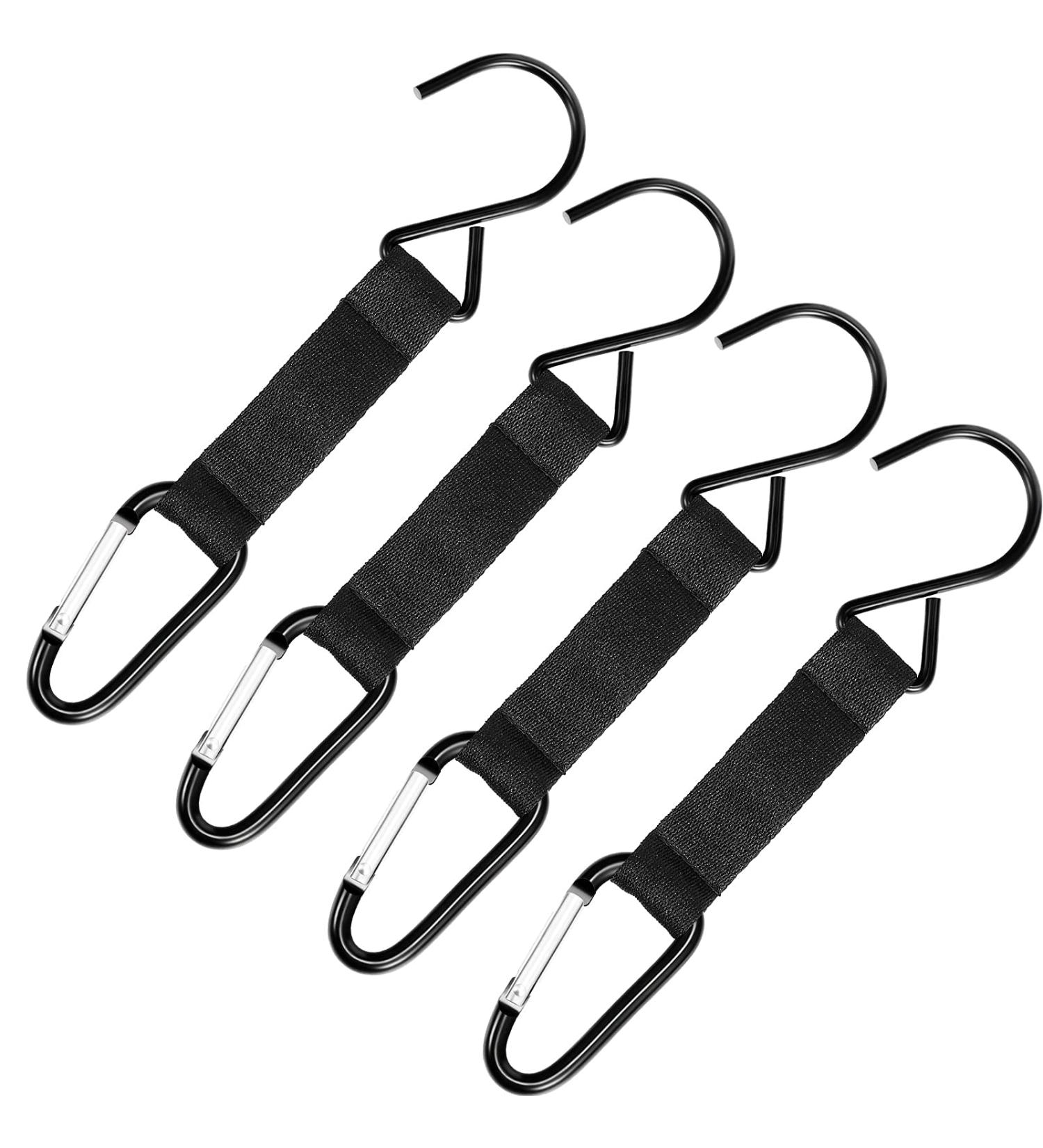 4 Pieces Baseball Fence Hooks with Nylon Safety Buckles - Multifunctional Metal Hooks for Hanging Water Cup, Backpack - Ideal for Softball and Outdoor Sports Equipment - Black - Buy Online on SooperMarket.com
