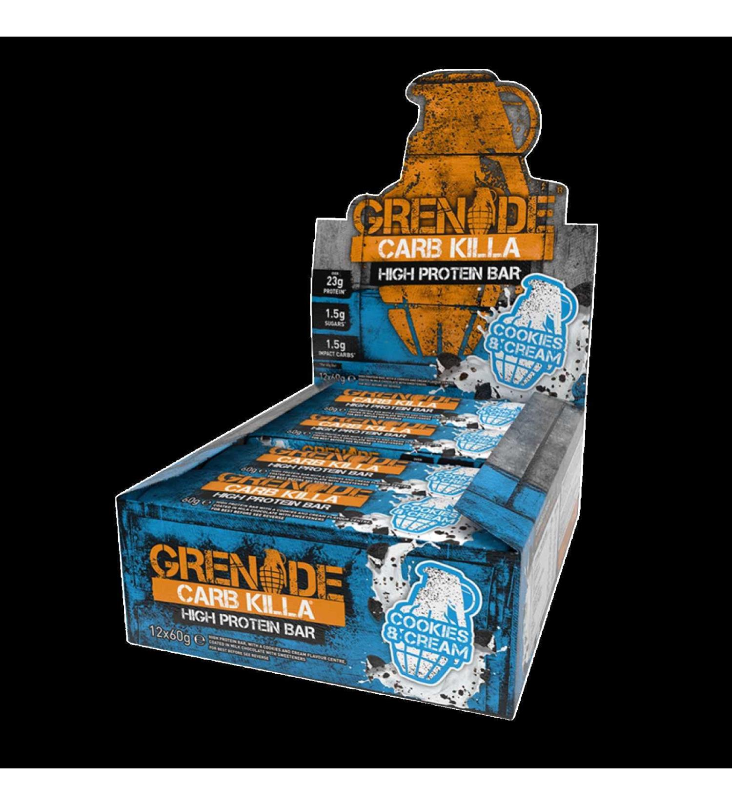 Carb Killa Cookies & Cream Bar 12x60g - High Protein Snack - Buy Online on SooperMarket.com