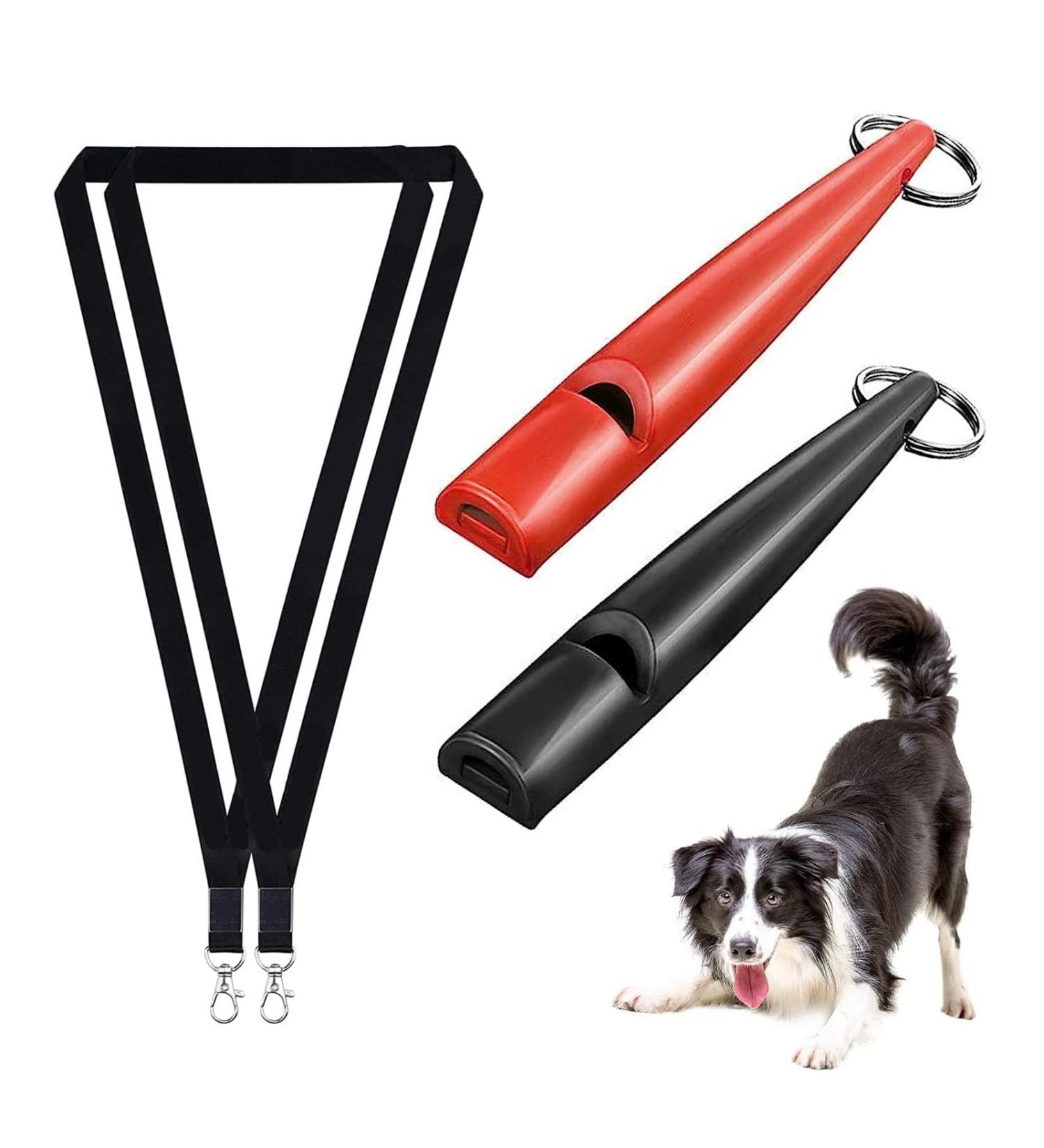 Fannas Dog Whistle - 2 Pack Adjustable High Frequency Dog Training Whistles with Free Pipe Band - Loud & Effective Recall Trainer - Black/Red - Buy Online on SooperMarket.com