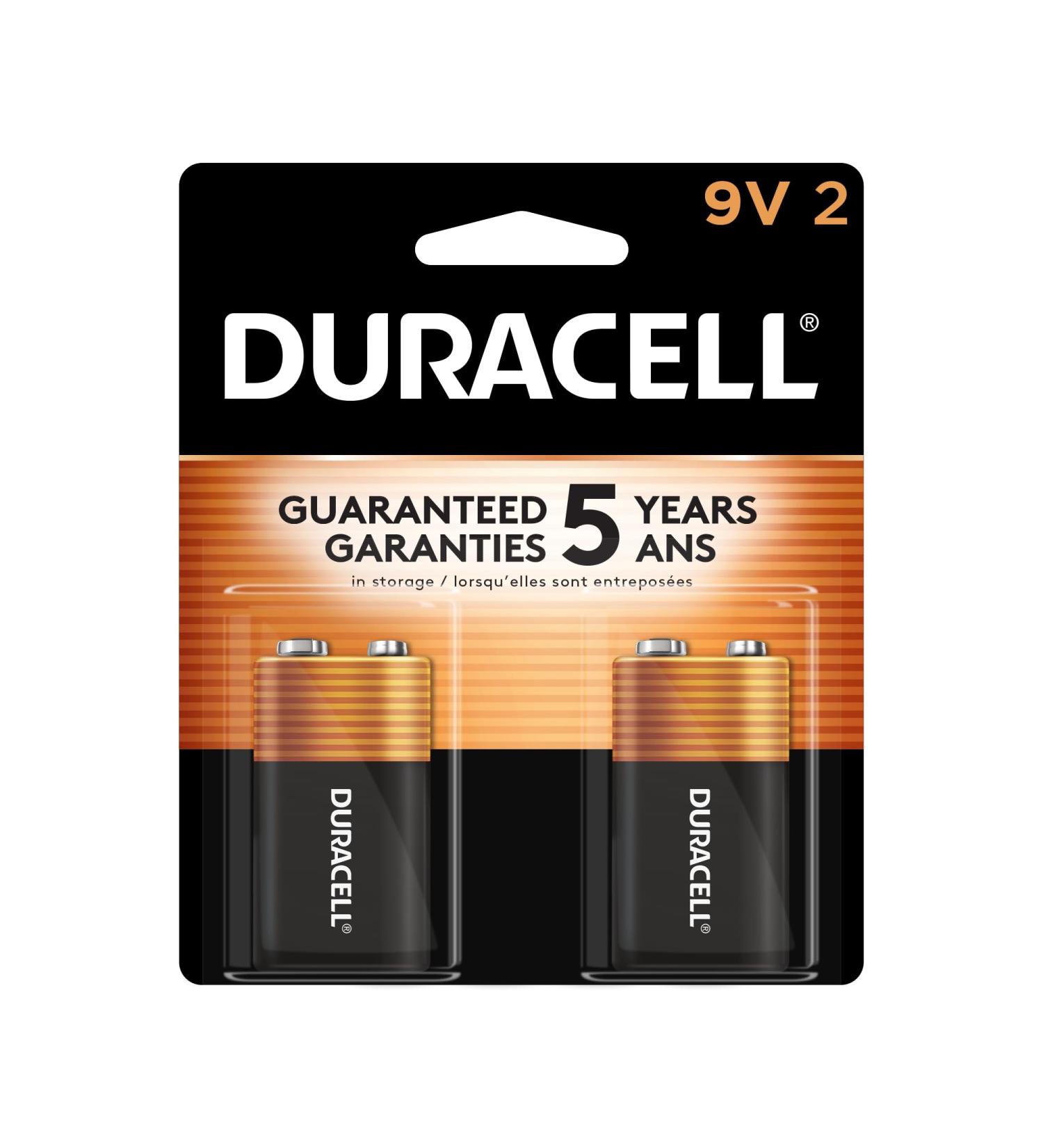Duracell Coppertop 9V Battery Long-lasting Alkaline Power 2 Count Pack for Household & Office Devices - Buy Online on SooperMarket.com