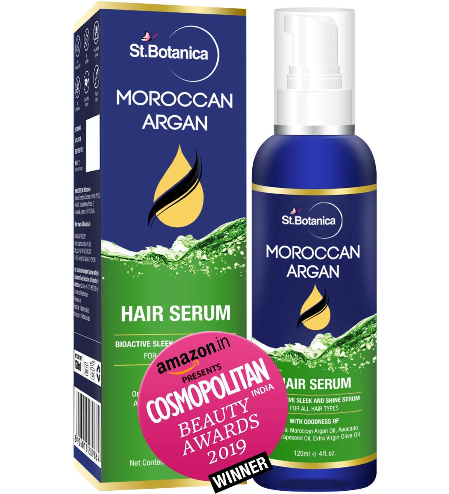 StBotanica Moroccan Argan Hair Serum - Nourishing & Frizz Control with USDA Organic Argan Oil - 120ml for Healthy Shiny Hair - Buy Online on SooperMarket.com