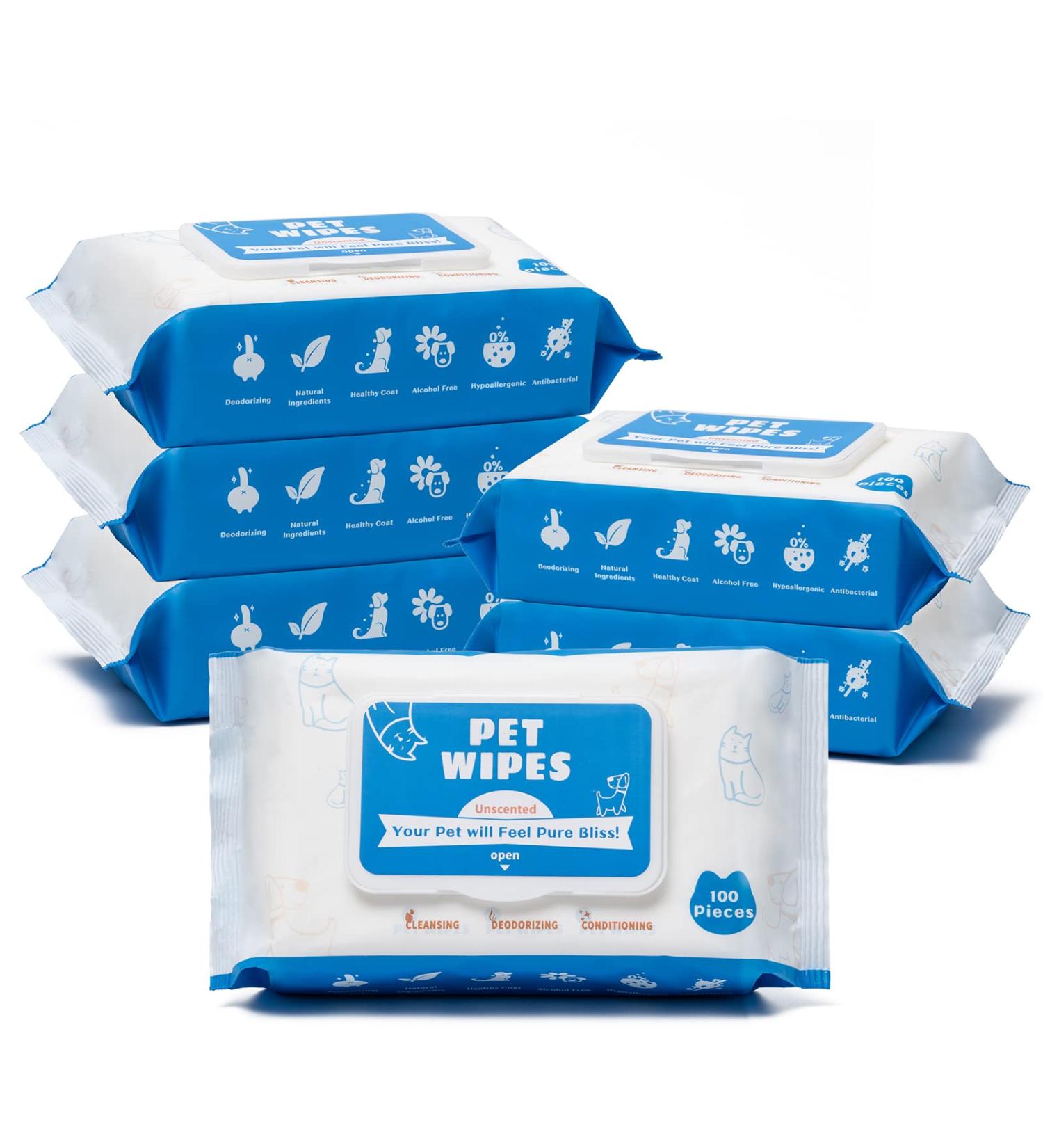 Latglend Pet Wipes for Dogs & Cats - 600 Count, Puppy Grooming Bath Wipes for Body, Face, Eyes, Ears & Paws - 6 Pack - Buy Online on SooperMarket.com
