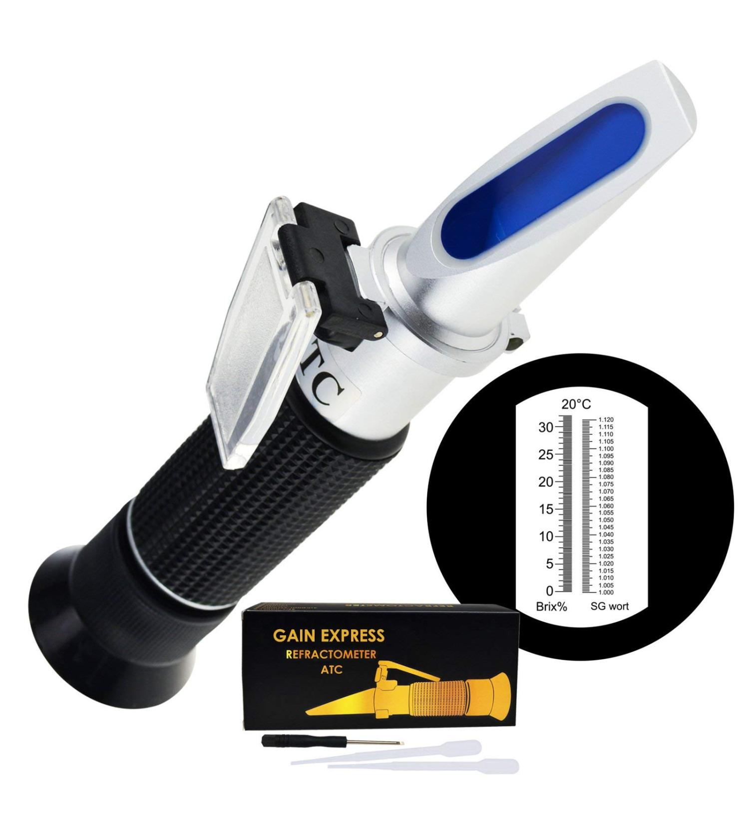 Buy Dual Scale Beer Wort Refractometer with ATC - SG 1.000-1.120 & BRIX 0-32% - International Shipping Available - Buy Online on SooperMarket.com