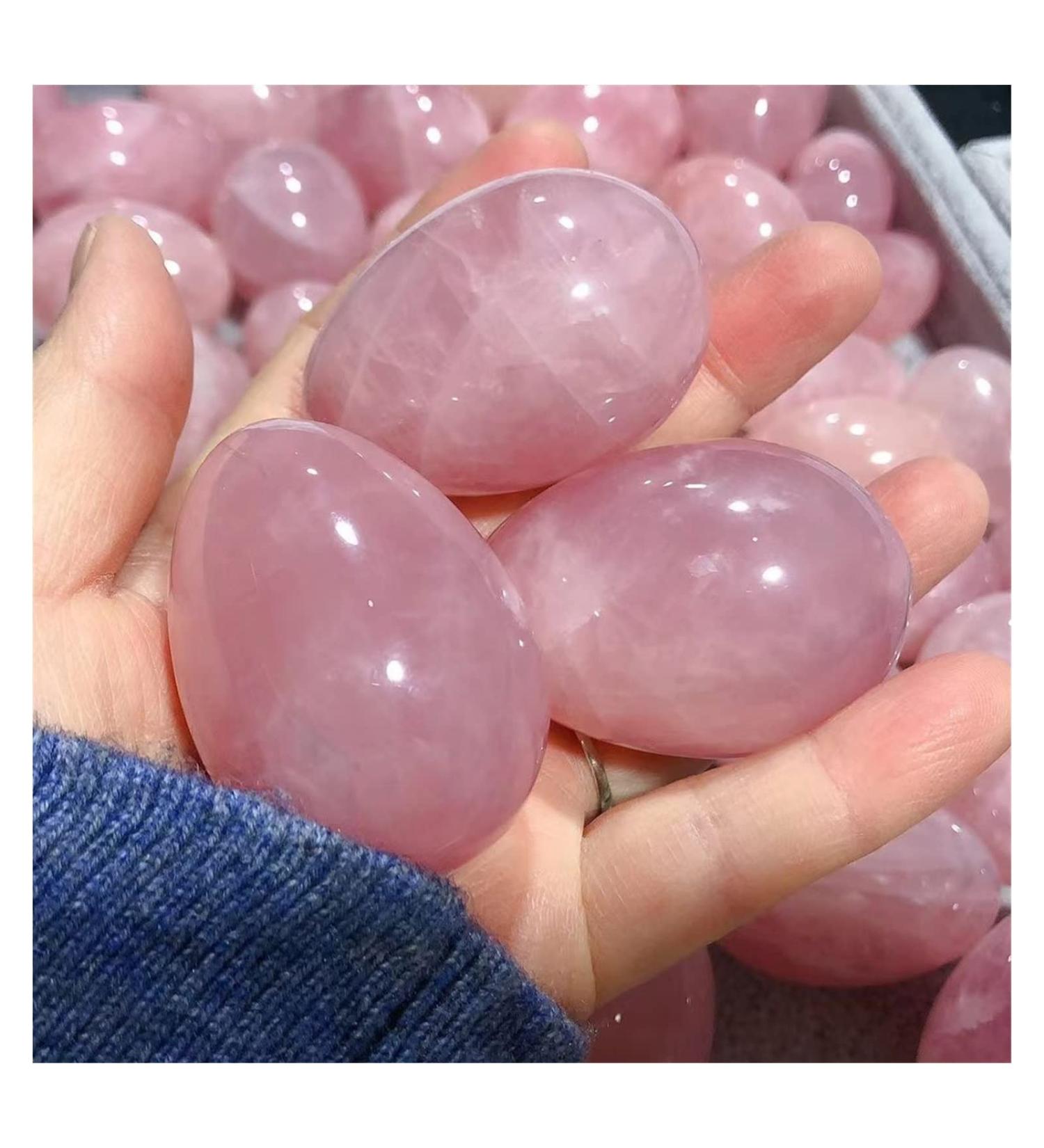 Shop Natural Pink Crystal Quartz Beauty Egg - Moisturizing Powder Facial Lifting & Jade Home Goods - 3cm - Buy Online on SooperMarket.com