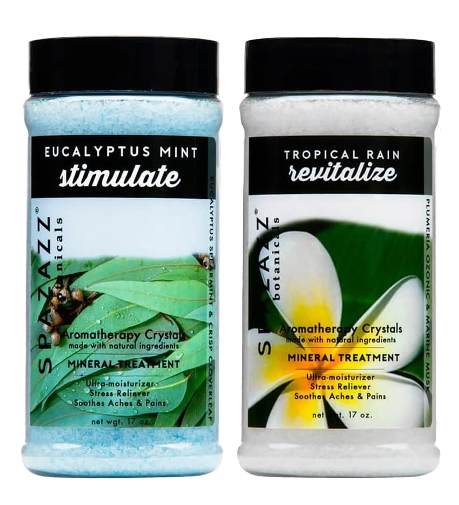 Spazazz Aromatherapy Spa & Bath Crystals 2PK - Eucalyptus Mint & Tropical Rain - 8.5 Oz for Relaxation & Wellness - Buy Online on SooperMarket.com