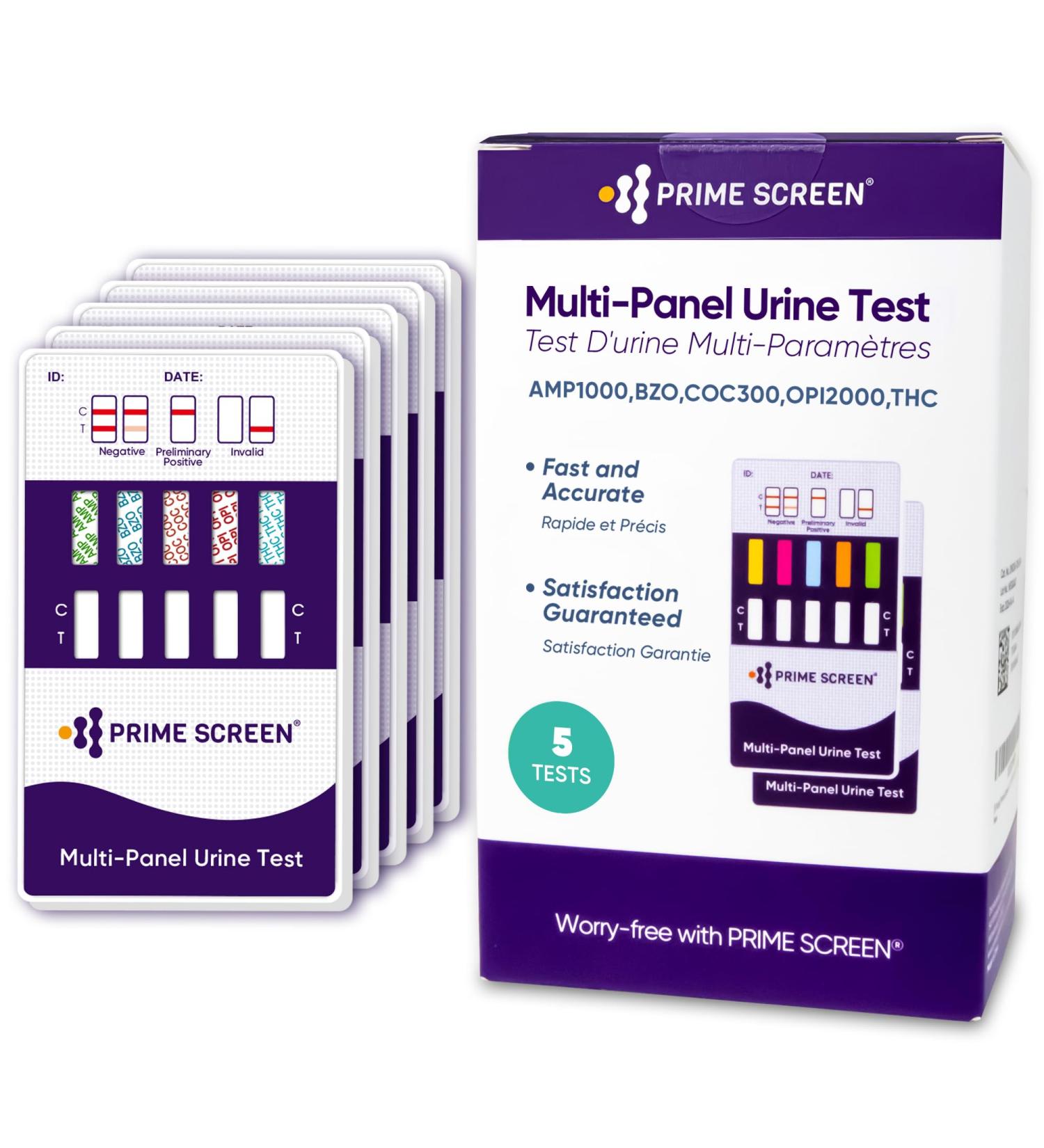 Prime Screen 5 Pack 5 Panel Urine Drug Test Kit (THC BZO COC OPI AMP) - WDOA-754 - Buy Online on SooperMarket.com