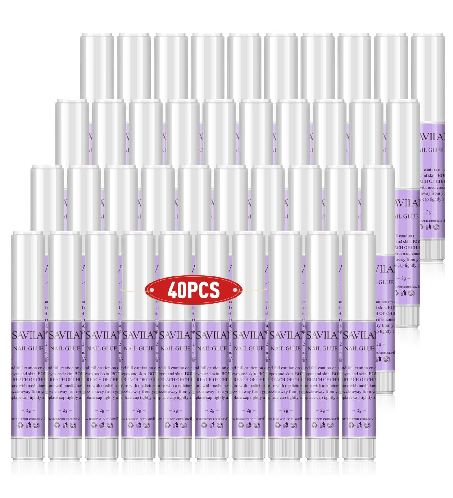 Saviland 40PCS Acrylic Nail Glue | Professional Strong Adhesive for Press On Nails | Long Lasting Stick On Nail Tips Glue - 0.07oz/pc - Buy Online on SooperMarket.com