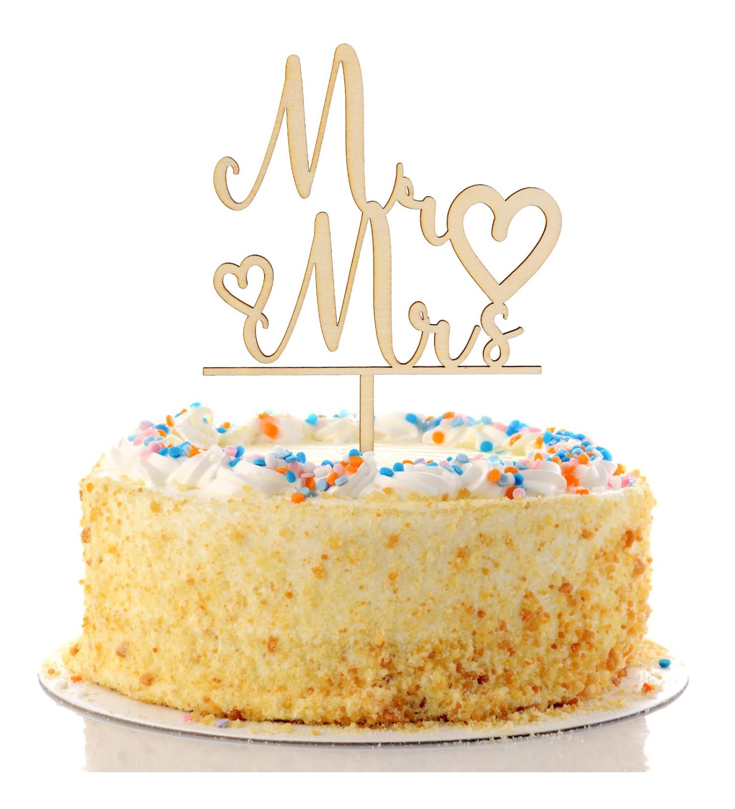 Wooden Mr and Mrs Cake Topper Wedding Cake Topper Bride and Groom Sign Wedding Engagement Cake Toppers Decoration Wedding Party Supplies (Style 2) - Buy Online on SooperMarket.com