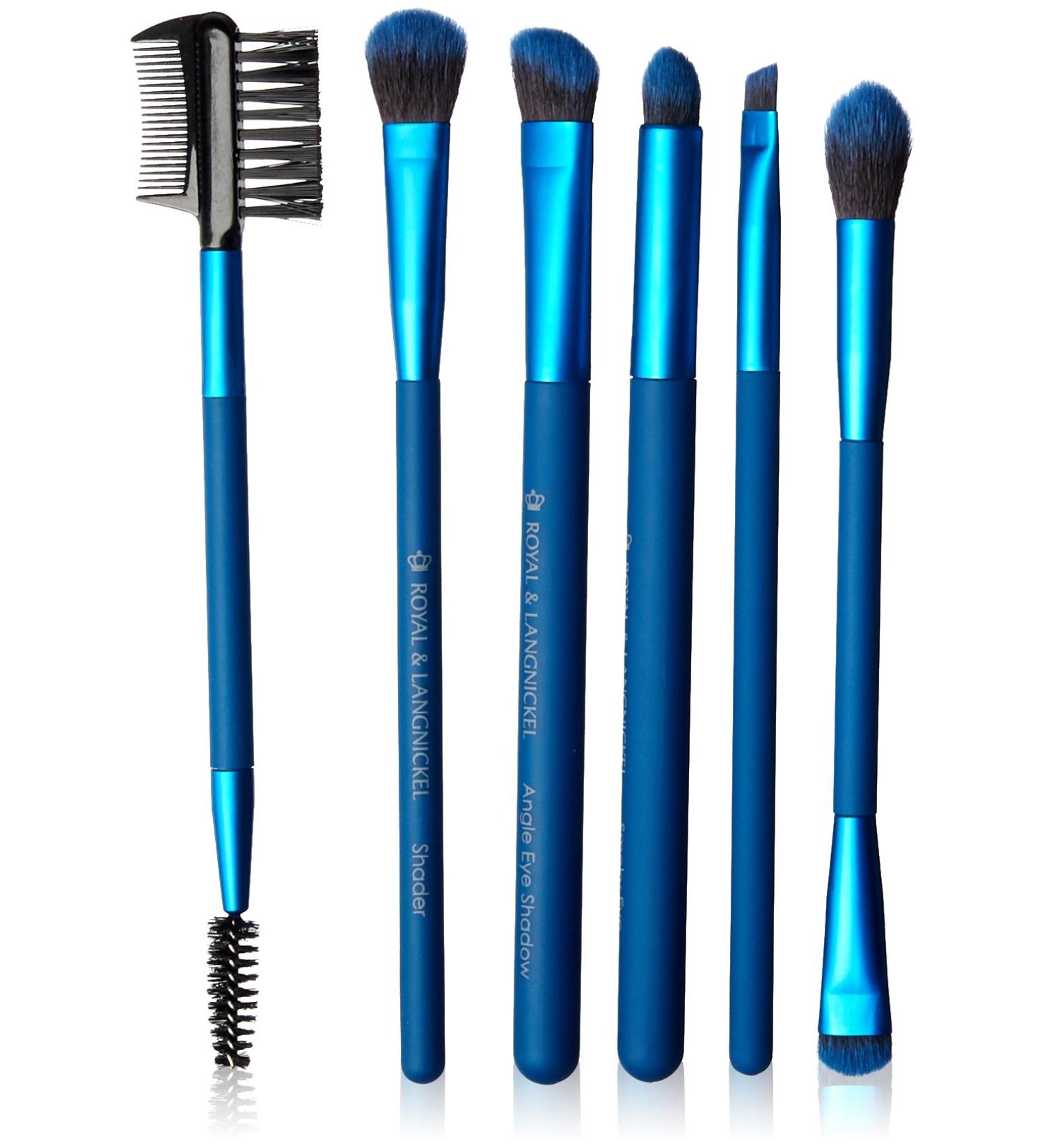 MODA Royal & Langnickel Travel Size Beautiful Eyes 7pc Makeup Brush Set with Pouch Includes - Angle Shader Crease Smudger Eye Shader Smoky Eye Brow Liner and Lash Comb Brushes Blue - Buy Online on SooperMarket.com