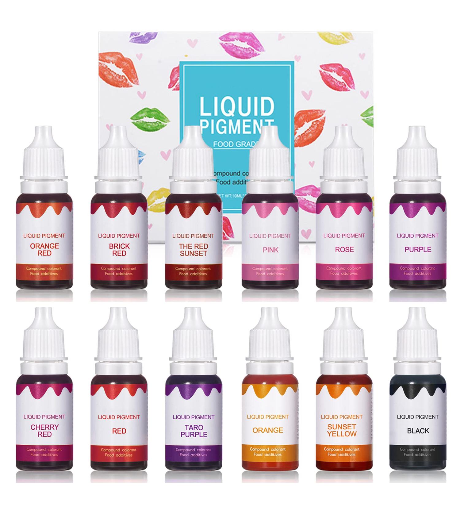 QIUFSSE 12 Colors DIY Lip Gloss Pigment Set - Natural High Color Rendering Red Warm Pigment for Lip Gloss Making - Set A - Buy Online on SooperMarket.com