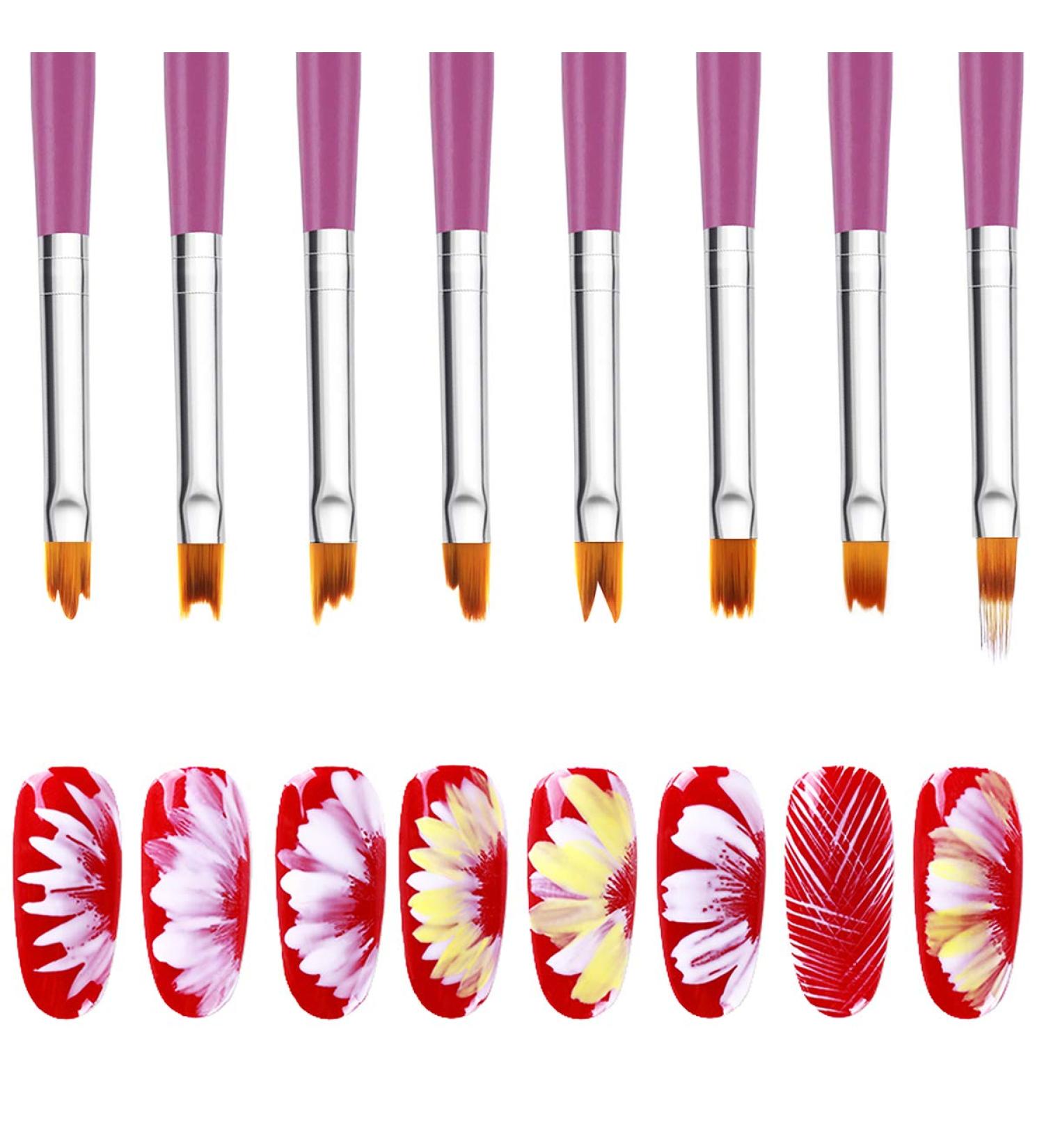 MWOOT 8-Piece Nail Brush Set | Gel Nail Art Pen & Liner Kit for Ombre Gradient Designs | Professional Nail Art Tools for Stunning Nails - Buy Online on SooperMarket.com