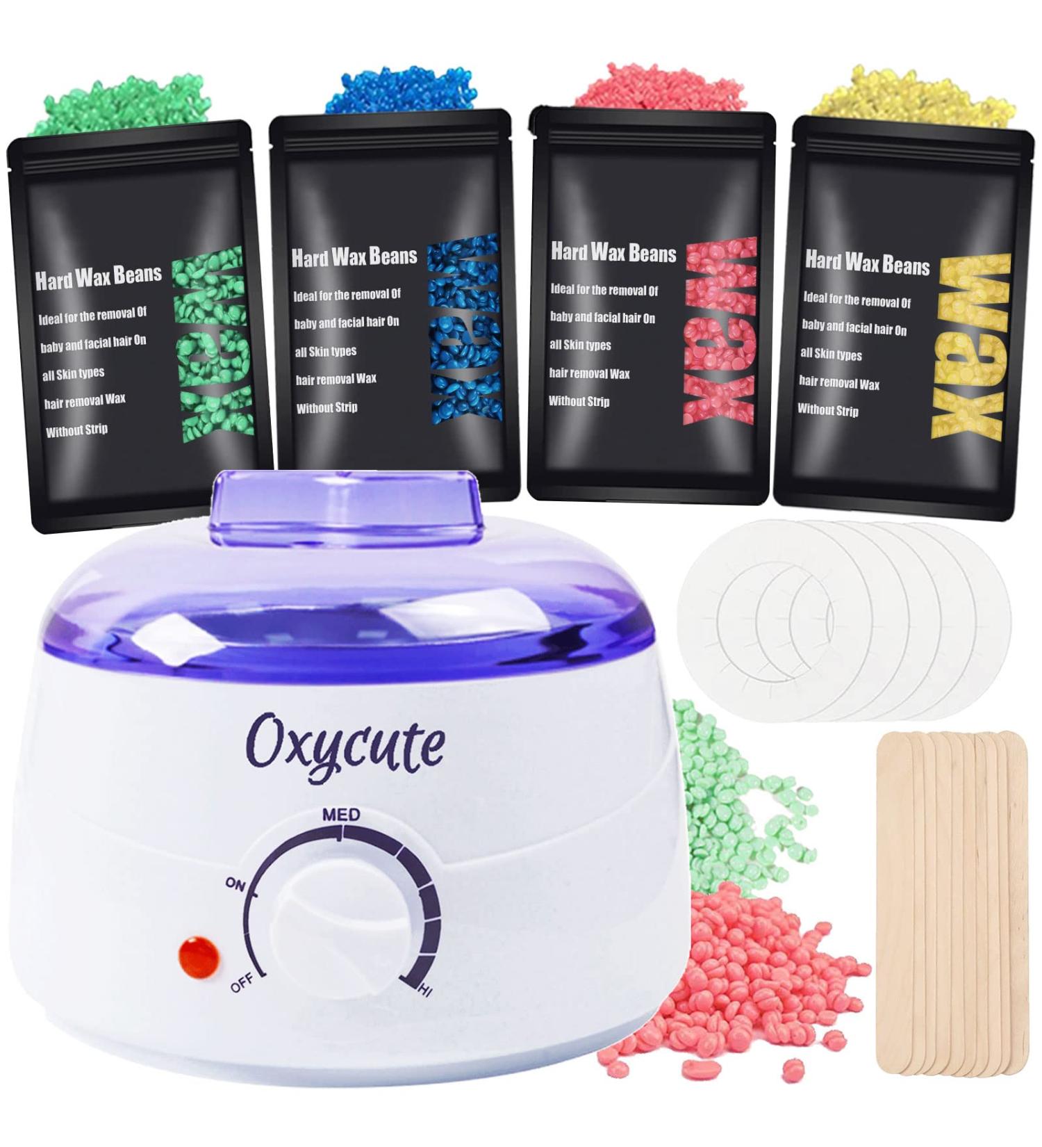 Waxing Kit with Hard Wax Beans - Painless Hair Removal for Women Men - At Home Waxing Kit for Sensitive Skin - Includes Wax Warmer and Applicator Sticks - Eyebrow, Armpit, Bikini, Brazilian - Buy Online on SooperMarket.com