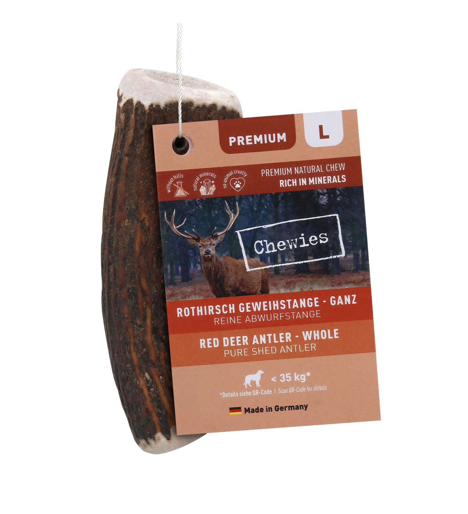 Chewies chewing antlers for dogs - whole antler - red deer antler - natural and rich in minerals size L