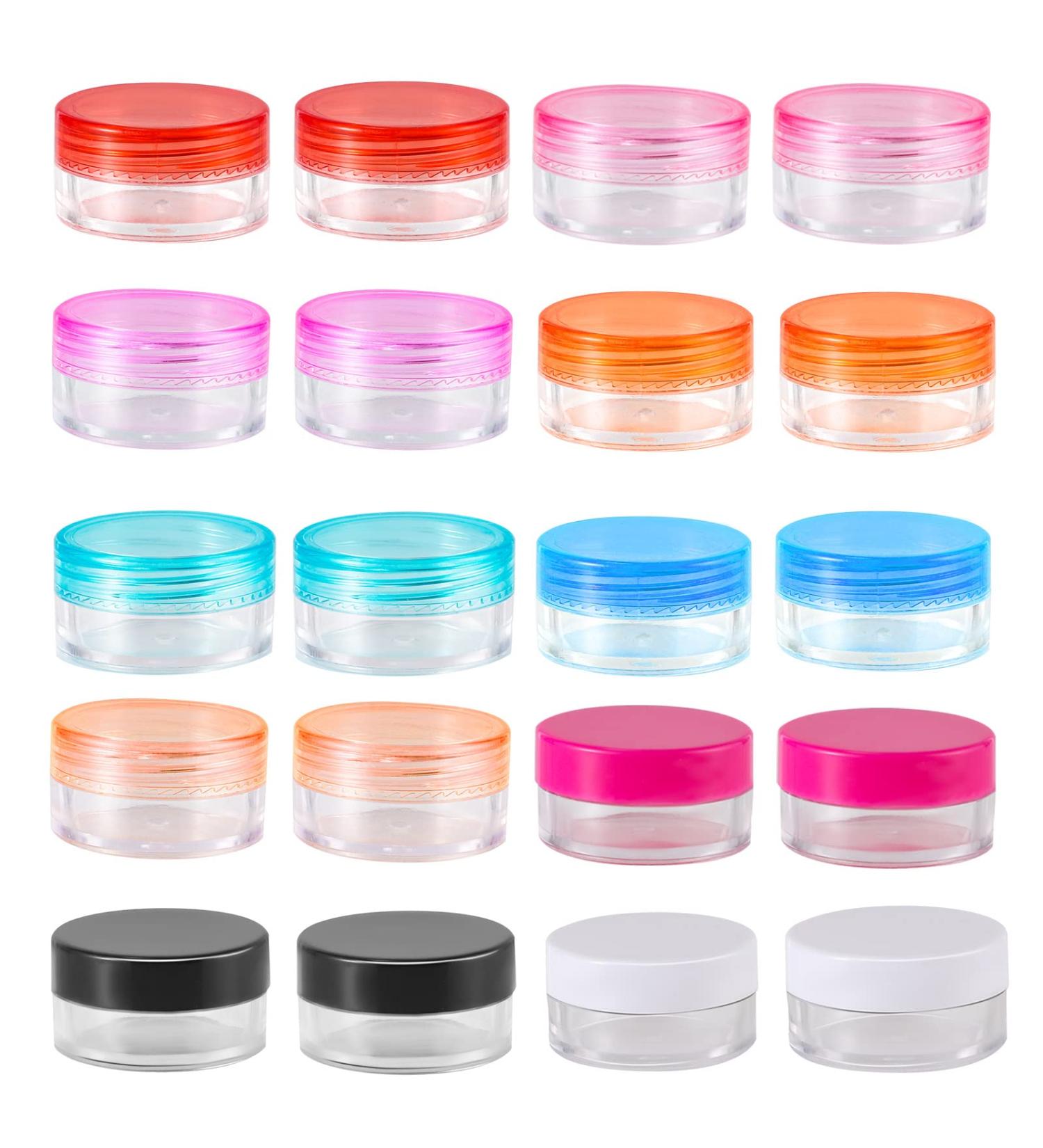 20 Piece Small Jaws Travel Jar Set - Clear Cosmetic Containers with Screw Lids (5ml 10 Colors) | Perfect for Lotion Creams & Travel - Buy Online on SooperMarket.com