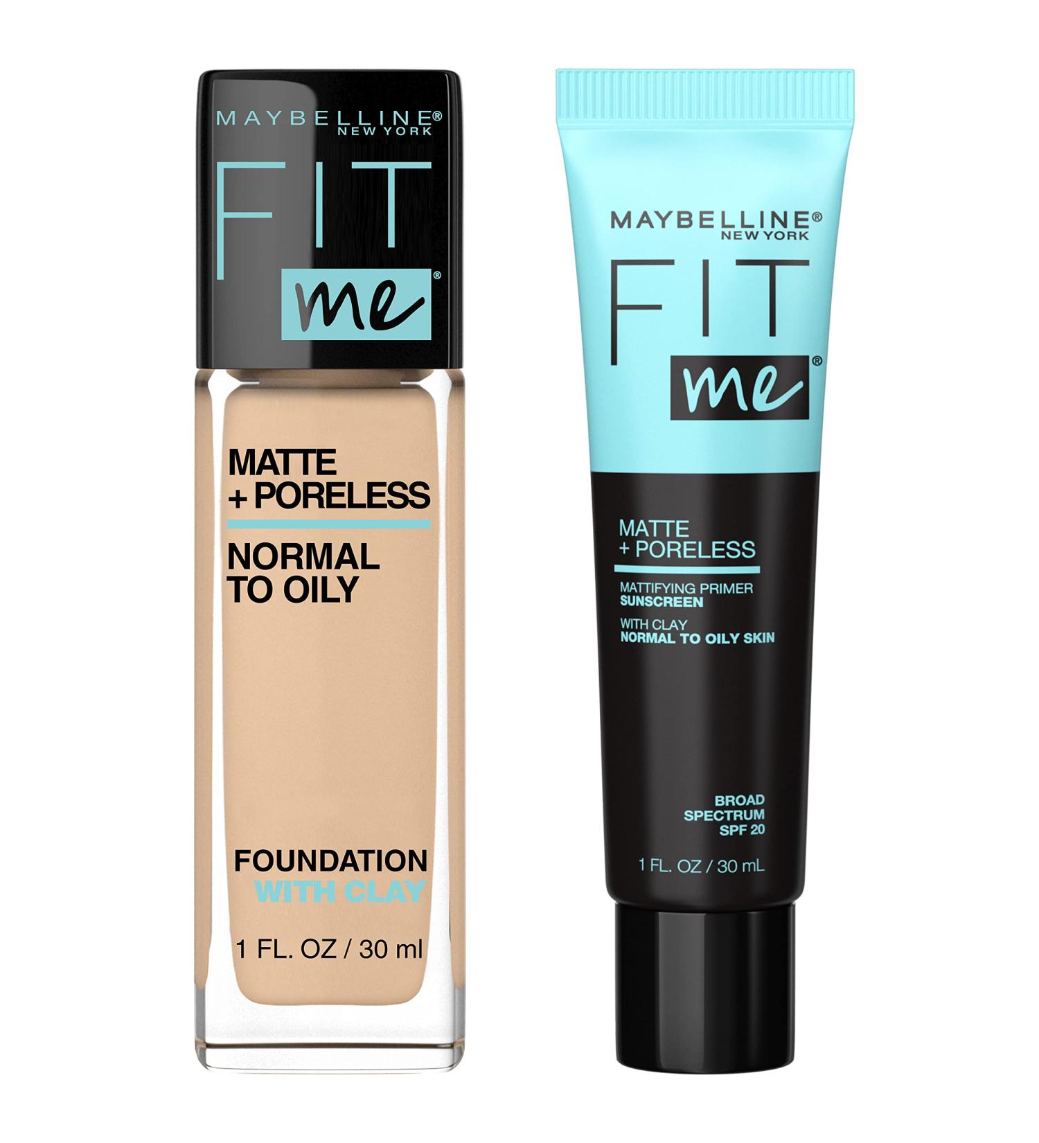 Maybelline Fit Me Natural Beige Foundation & Mattifying Primer Bundle (2 Count) - Buy Online on SooperMarket.com