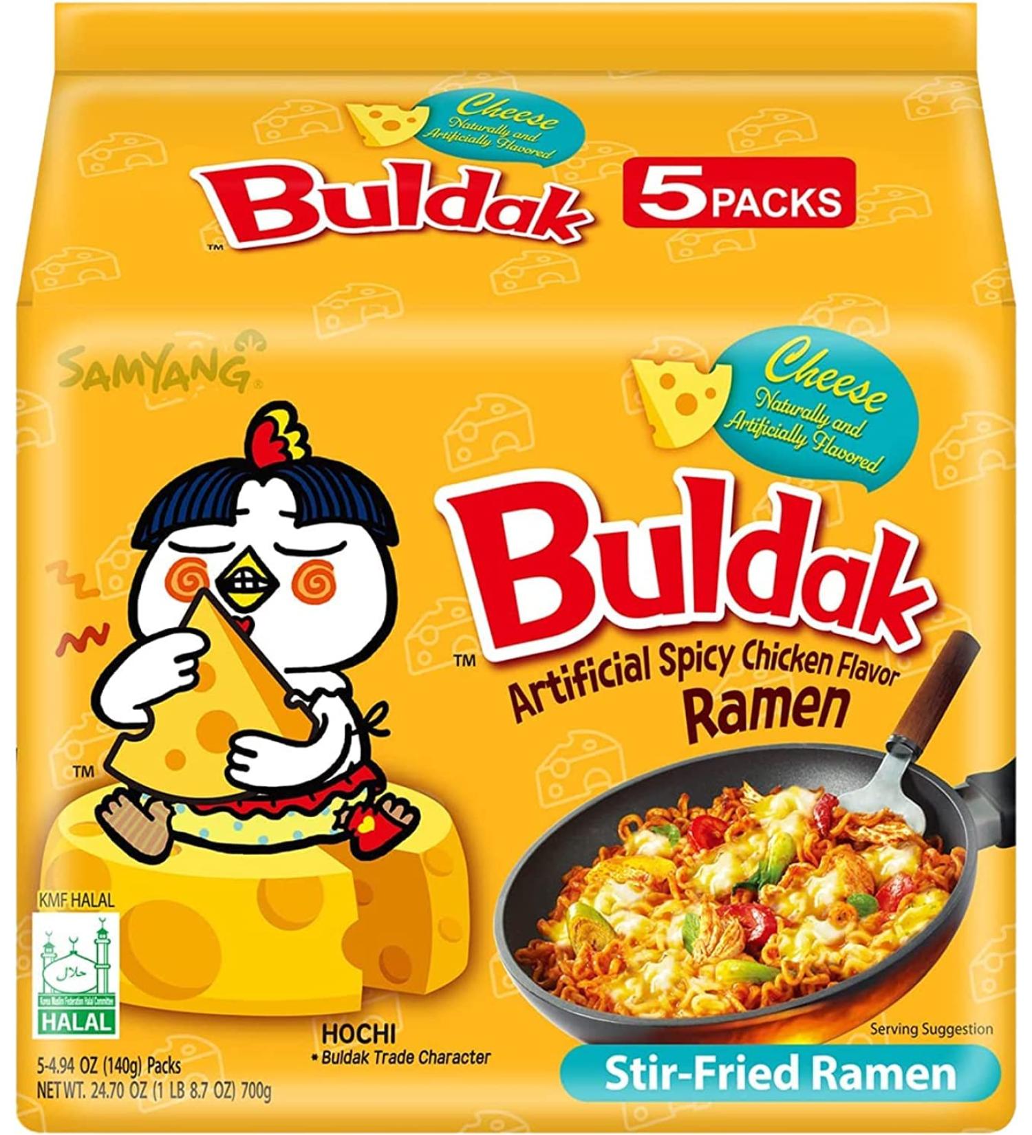 Samyang Hot Chicken Flavour Buldak Noodles Cheese Halal 140g (Pack of 5) - Buy Online on SooperMarket.com
