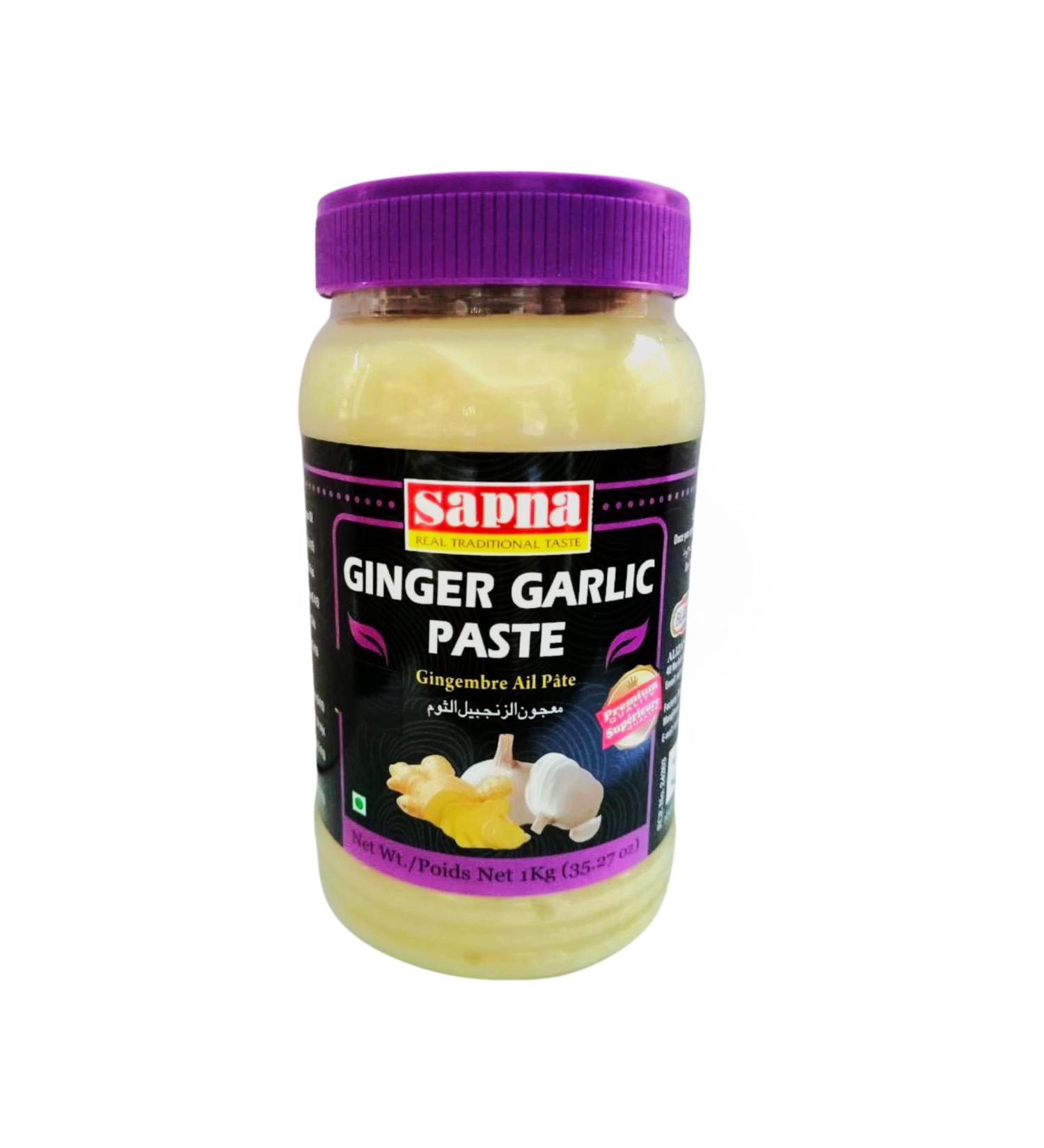 Sapna Ginger & Garlic Paste I Essential Cooking Ingredient in Many Indian curries and Tandoori Dishes I Base for Chicken and Meat Dishes- 1KG - Buy Online on SooperMarket.com