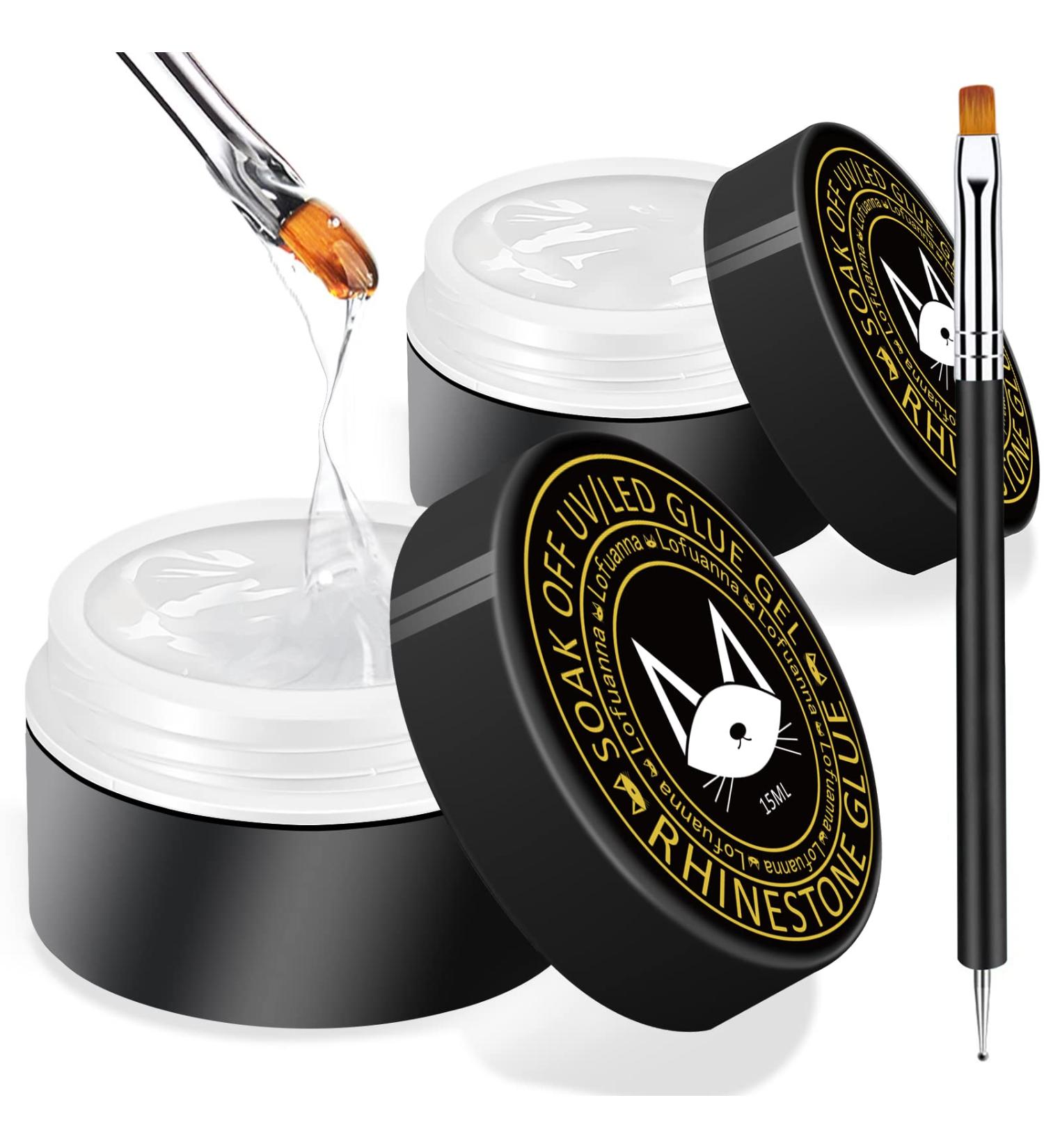 Lofuanna Nail Rhinestone Glue Gel 15ml - Super Adhesive for Gems & Diamonds - UV/LED Cure - Dual-Use Brush - 2pcs - Buy Online on SooperMarket.com