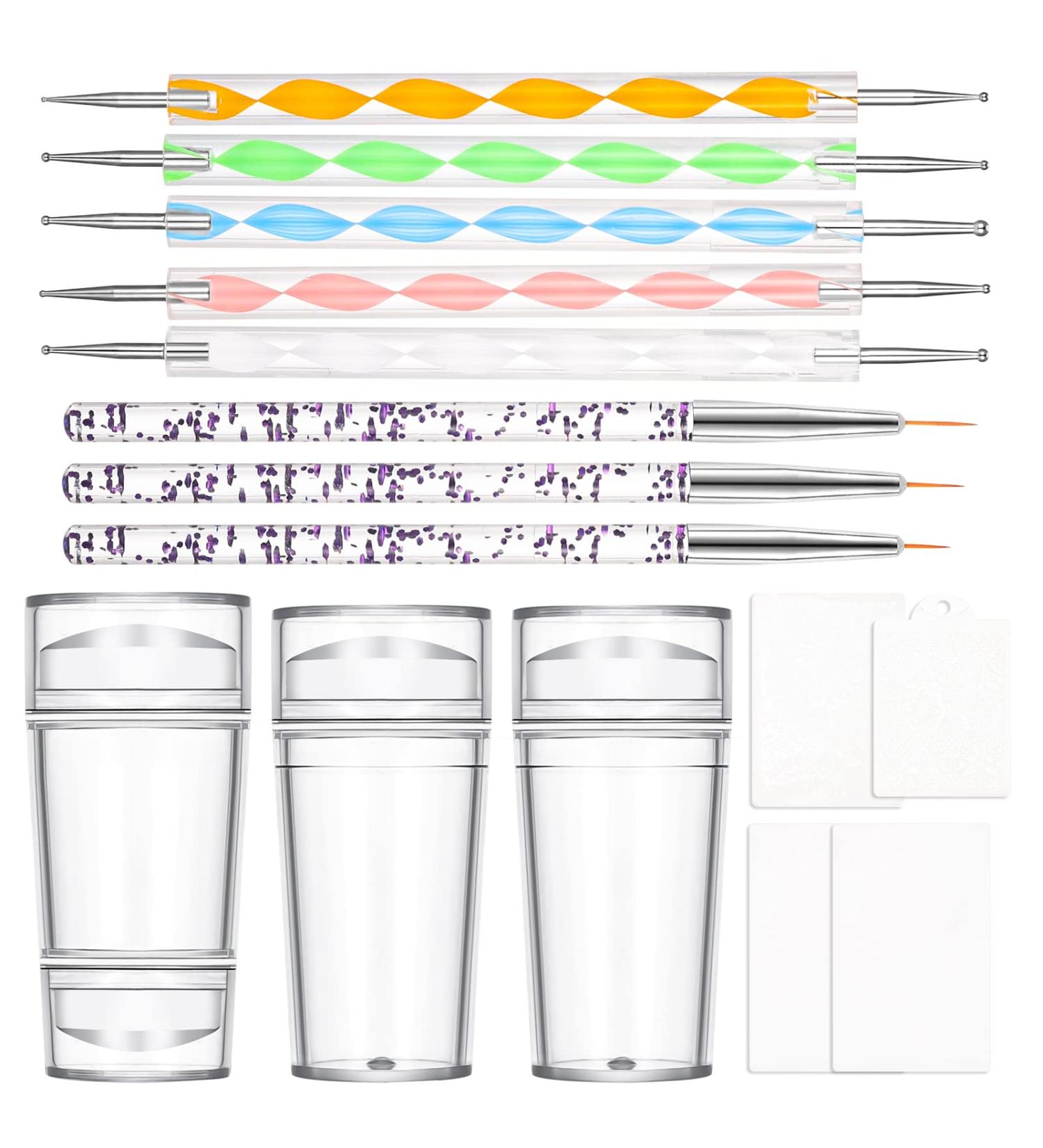 Friusate 15-Piece Nail Art Stamper Set | Clear Jelly Stamper & Spatula for French Manicure | Perfect for Gel Nails & Smile Line Designs - Buy Online on SooperMarket.com