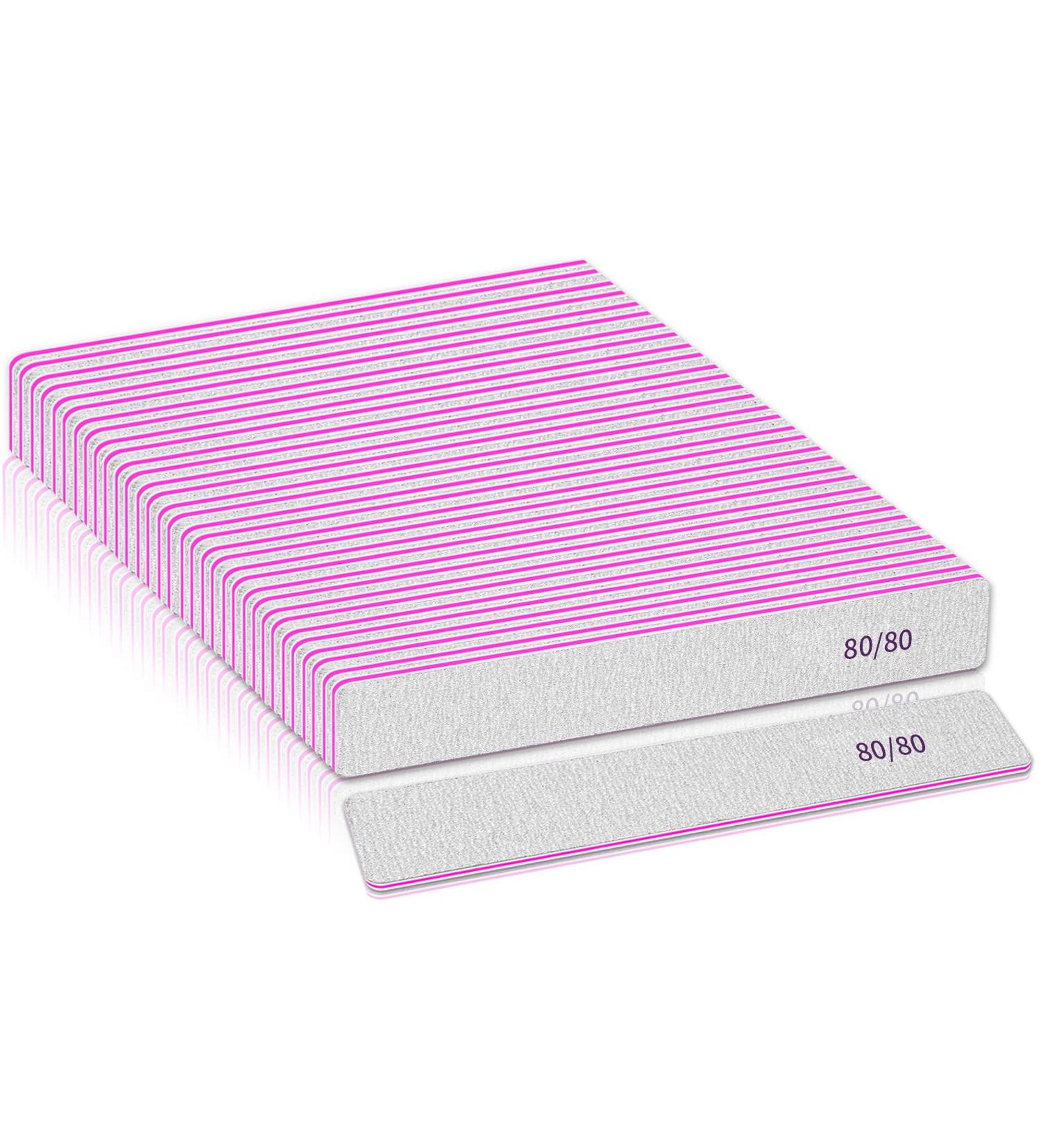 Professional 80/80 Grit Nail Files - Double Sided Emery Board for Acrylic and Gel Nails - Coarse Nail File for Home and Salon Use - 50pcs - Buy Online on SooperMarket.com