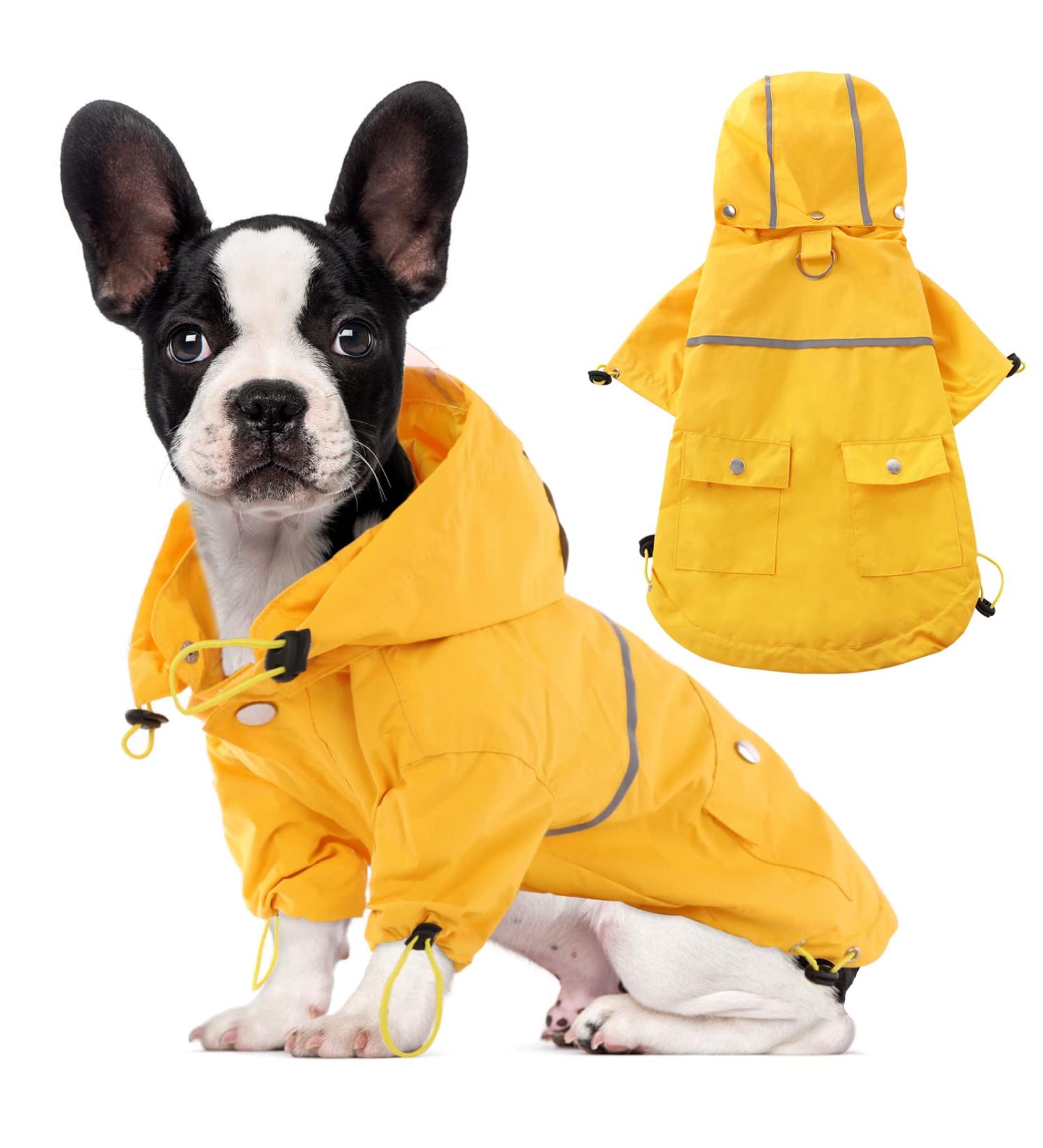 FUAMEY Dog Rain Coat | Lightweight Waterproof Rain Jacket with Transparent Brim | Reflective Dog Rain Poncho | Leash Hole | Yellow Slicker Raincoat for Small Medium Dogs Cats | Large Breed (14-23lb) - Buy Online on SooperMarket.com