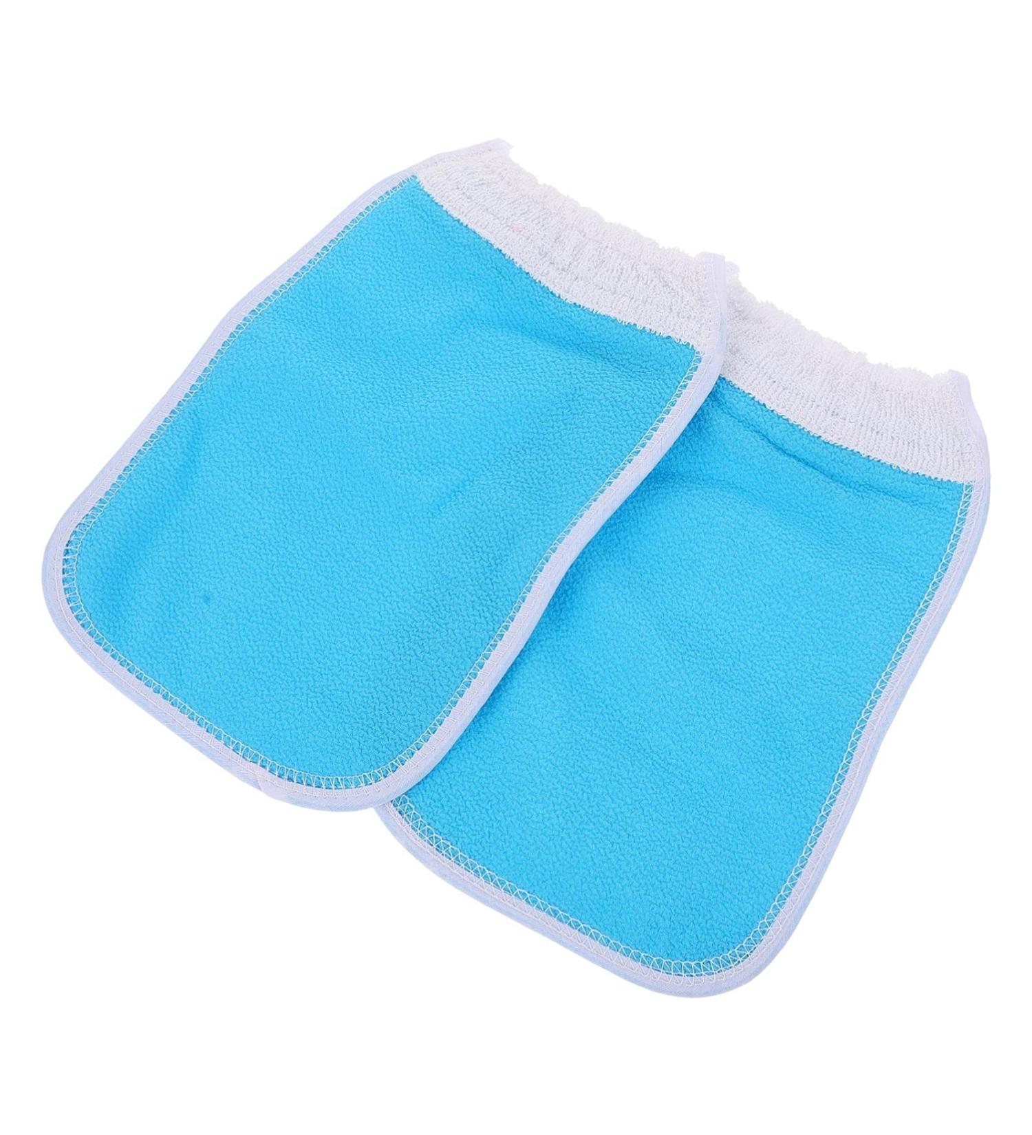 FOMIYES Exfoliating Bath Gloves and Mitts Set - Blue Turkish Towel for Body Scrubbing & Shower - 2pcs Kit for Kids & Adults - Buy Online on SooperMarket.com