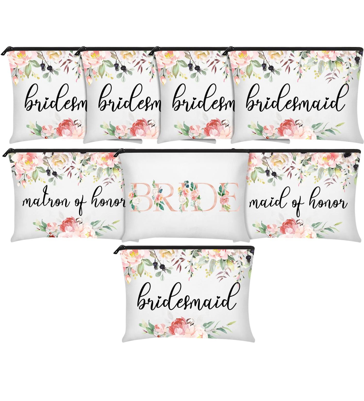 Bridesmaids Makeup Bag Set - Floral Wedding Cosmetic Canvas Bags for Women - Buy Online on SooperMarket.com