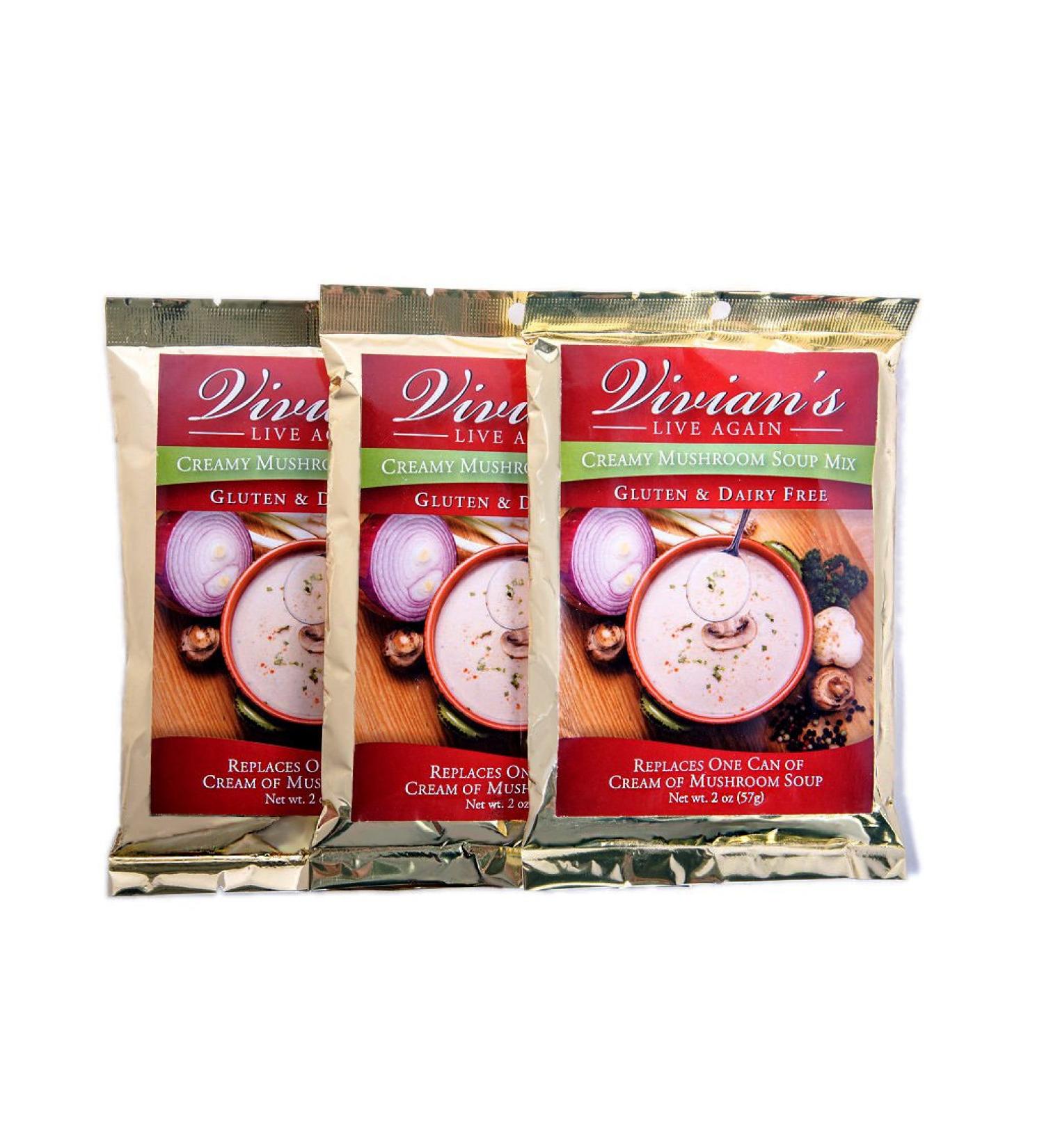Vegan Gluten-Free Dairy-Free Cream of Mushroom Soup Mix by Vivian's Live Again - 3 Pack - Buy Online on SooperMarket.com