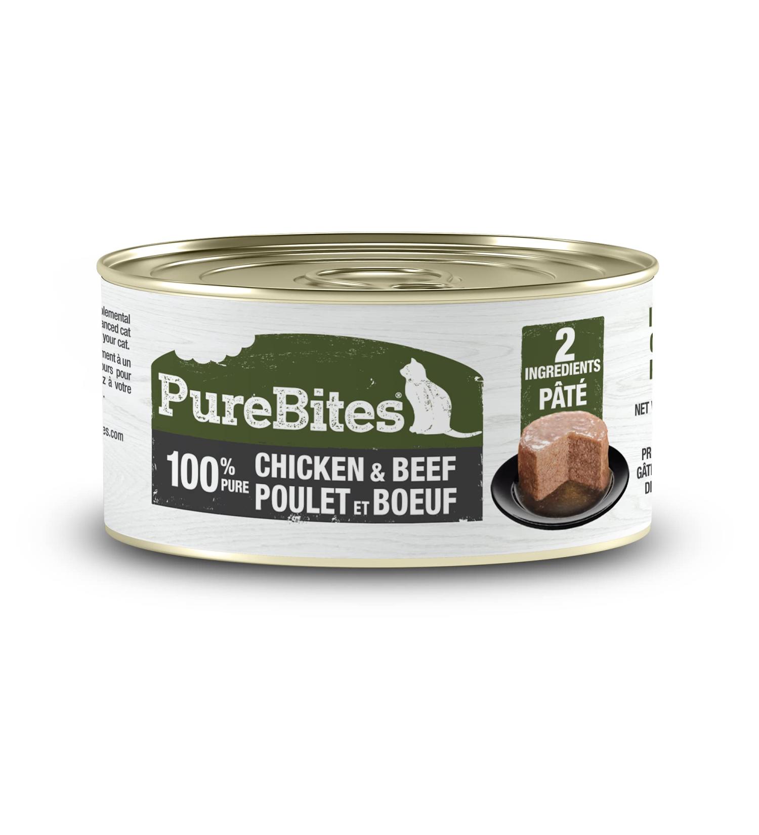 PureBites 100% Pure Chicken & Beef Pate Cat Treat | Single 2.5oz can | only 2 Ingredients Chicken & Beef 71 g (Pack of 16) - Buy Online on SooperMarket.com