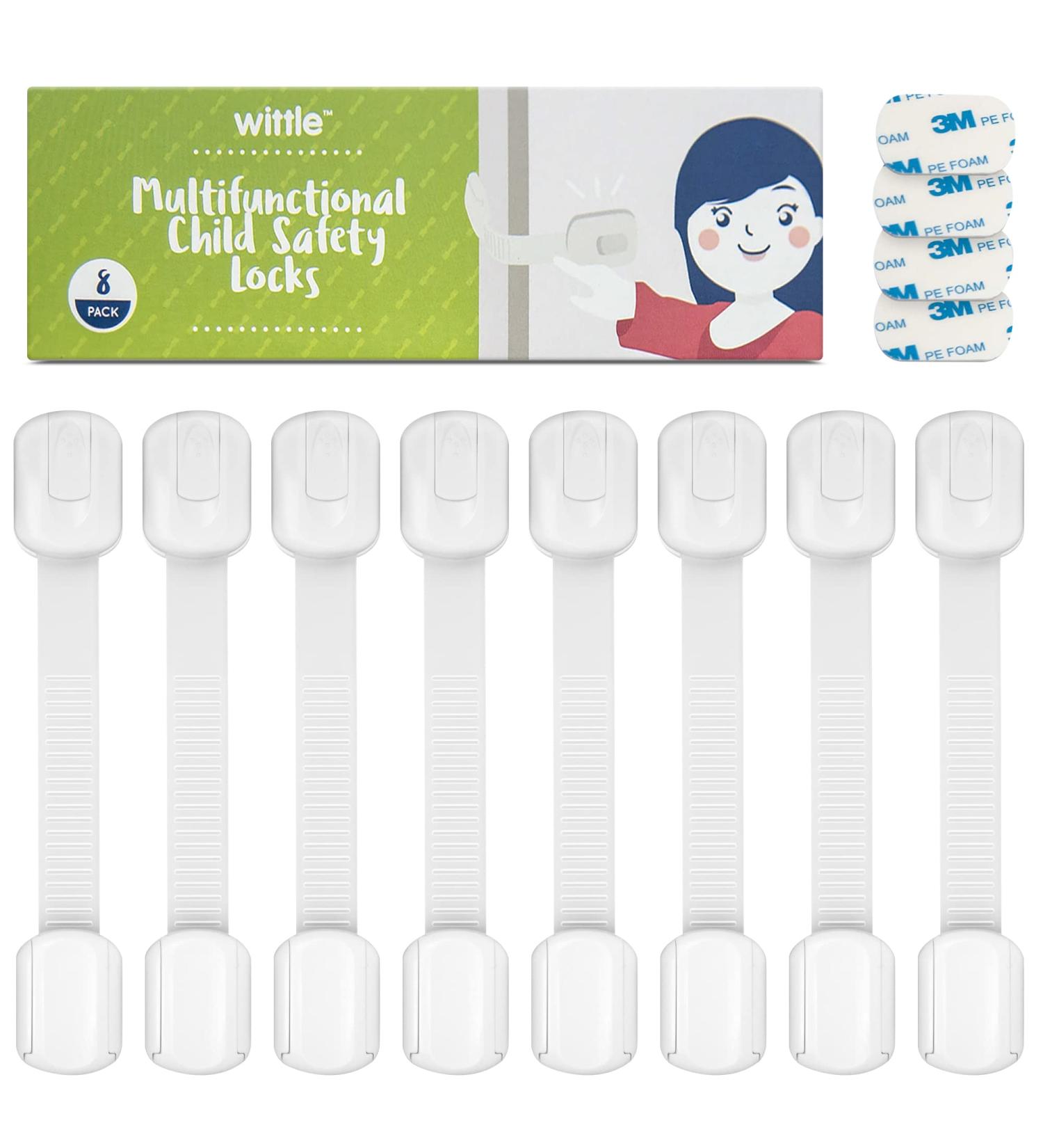 8 Pack Multifunctional Child Safety Locks for Closets Drawers Furniture Toilets Dishwashers Refrigerators & Ovens - Adjustable & Secure - Buy Online on SooperMarket.com