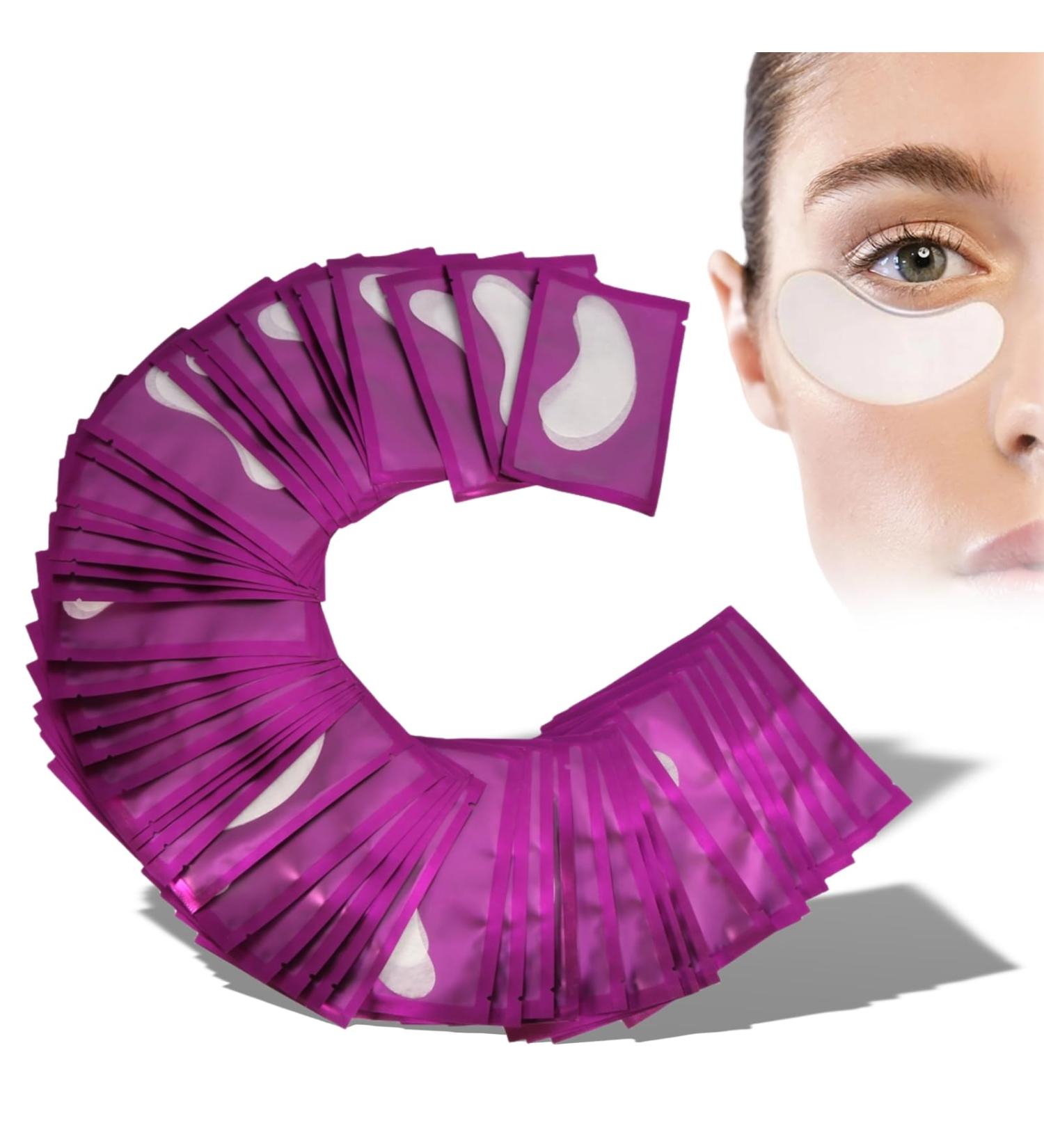 50 Pairs Hydrogel Eye Pads for Eyelash Extensions | Purple Under Eye Gel Patch | Prevent Fluttering & Protect Lower Lashes - Buy Online on SooperMarket.com