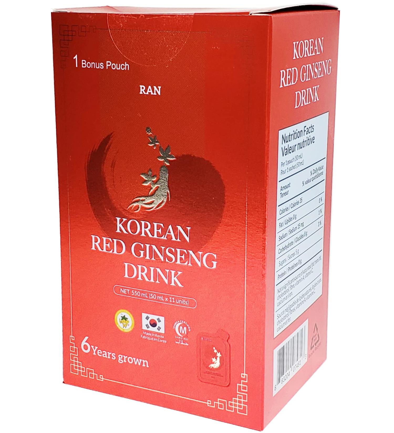 RAN Korean Red Ginseng Tonic 6 Years Grown Rich Panax Ginseng Resilient Source (Pack of 11) - Buy Online on SooperMarket.com