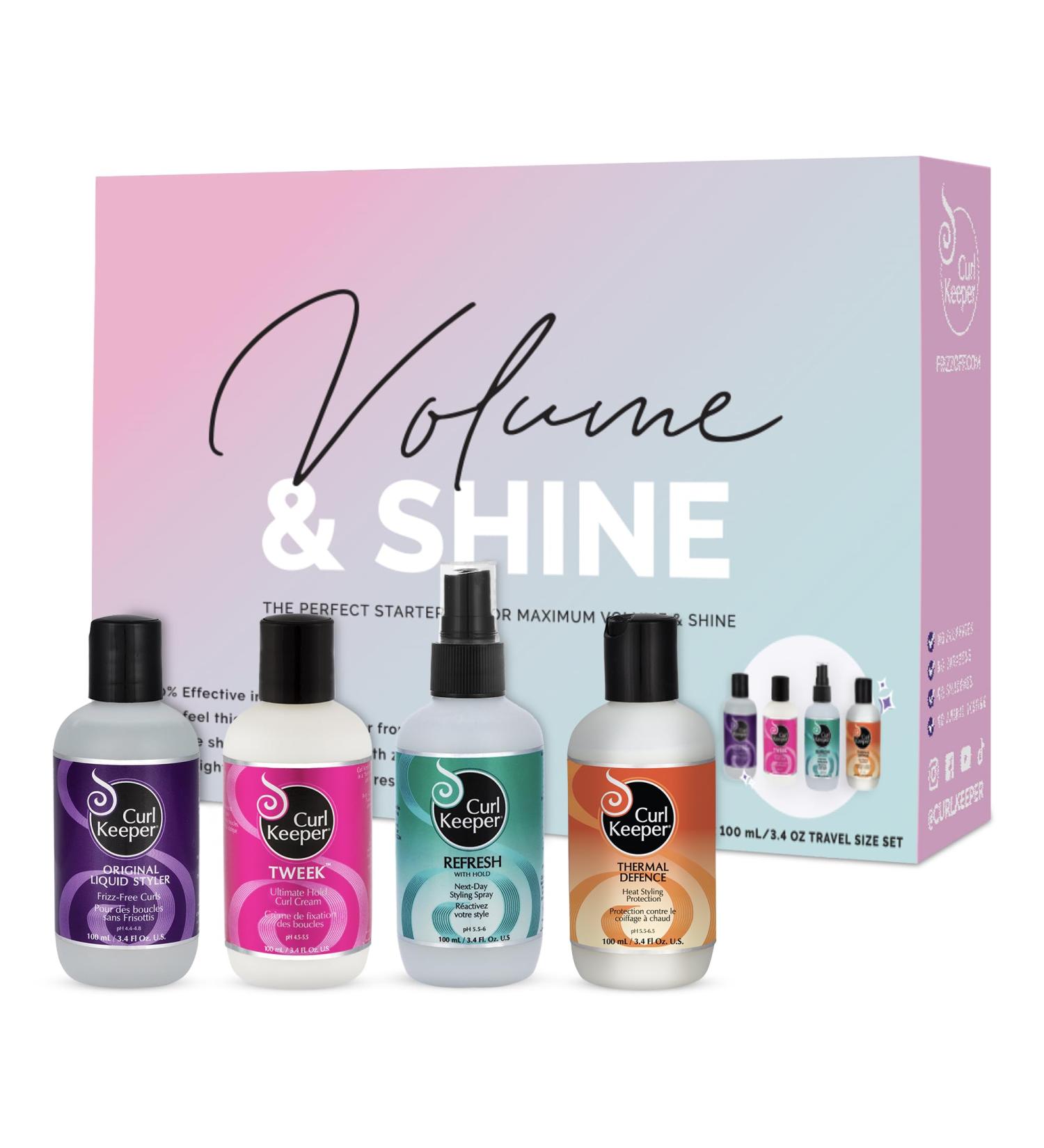 Curl Keeper Volume & Shine Kit - 4-Piece Set for Curly Hair | Thicker Fuller Curls & Frizz Control in Any Weather - Buy Online on SooperMarket.com