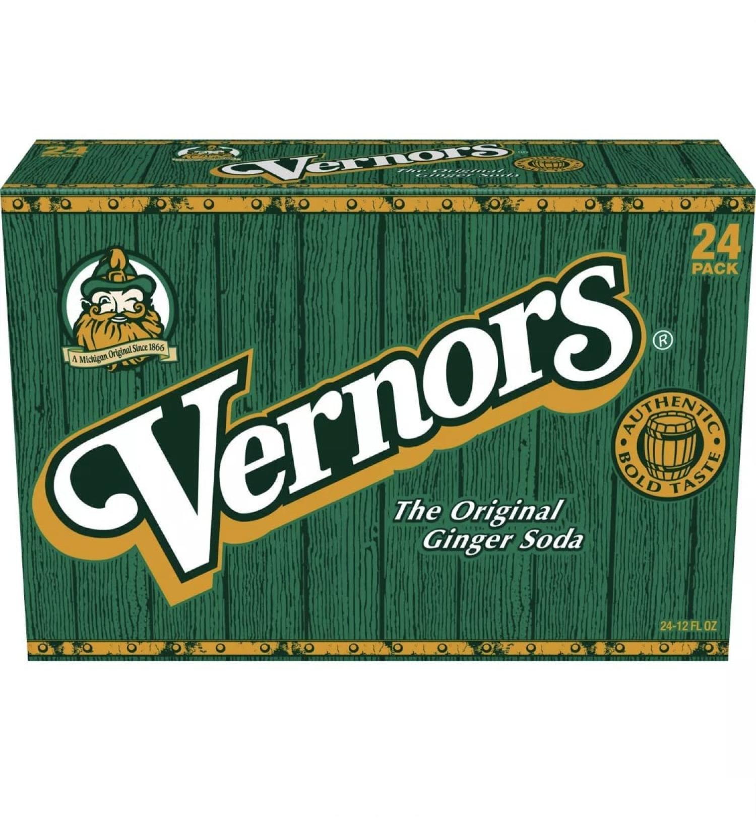 Vernors Ginger Ale 12 oz (Pack of 24) - Authentic Ginger Flavor in Convenient Cans - Buy Online on SooperMarket.com