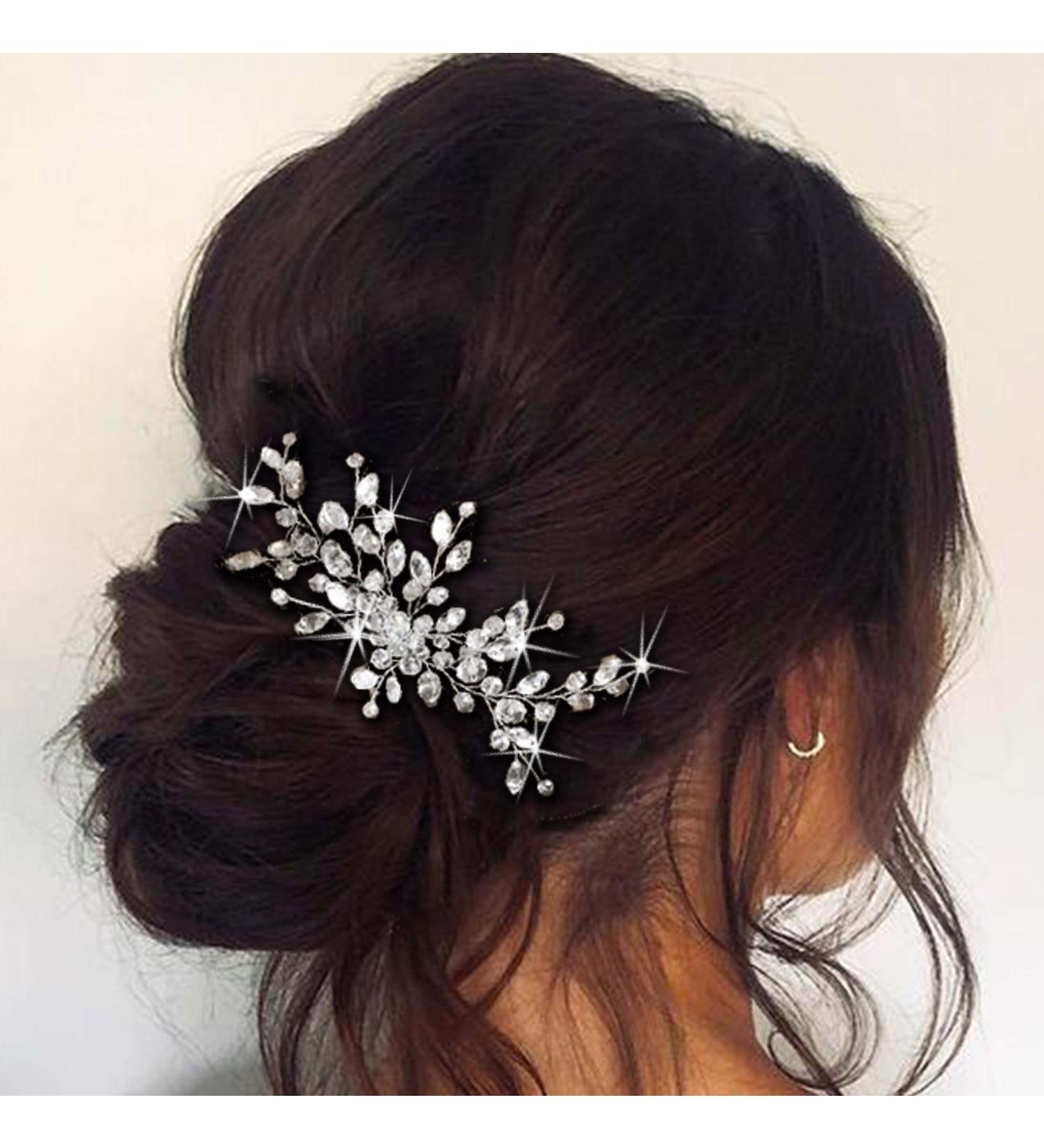 Crystal Bride Wedding Hair Comb - Silver Rhinestone Bridal Hair Piece for Women & Girls - Buy Online on SooperMarket.com