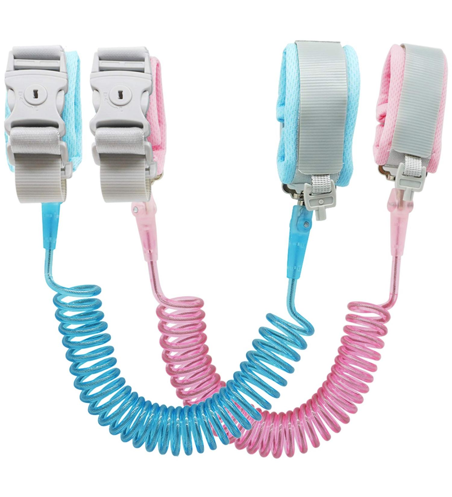 Kids Anti Lost Wrist Link (8.2ft) 2 Pack - Toddler Leash Wrist for Child Safety with Key Lock - Pink and Blue - Buy Online on SooperMarket.com