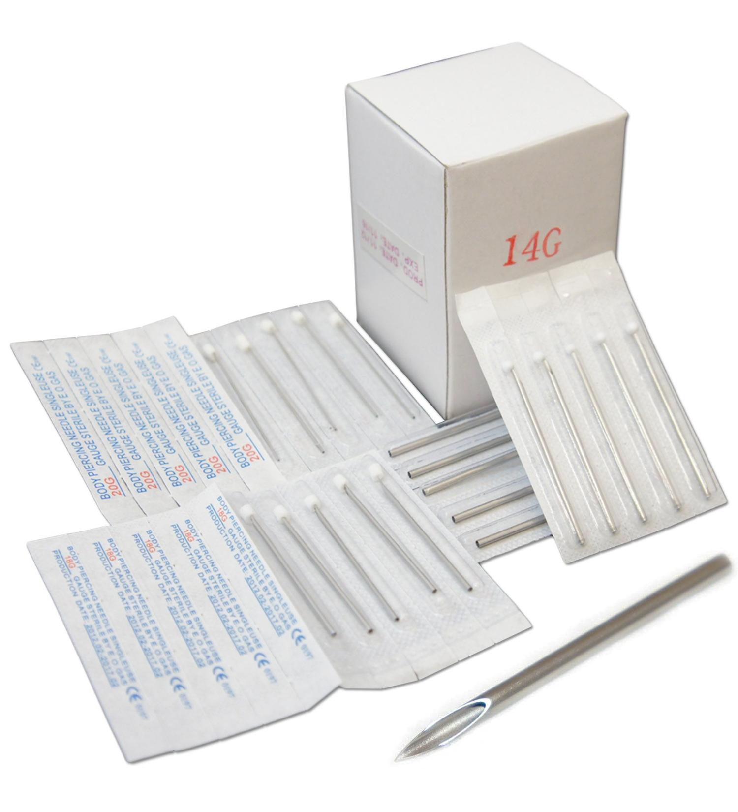 10 Pc Sterile 12 Gauge 12G Body Ear Navel Nipple Piercing Needles